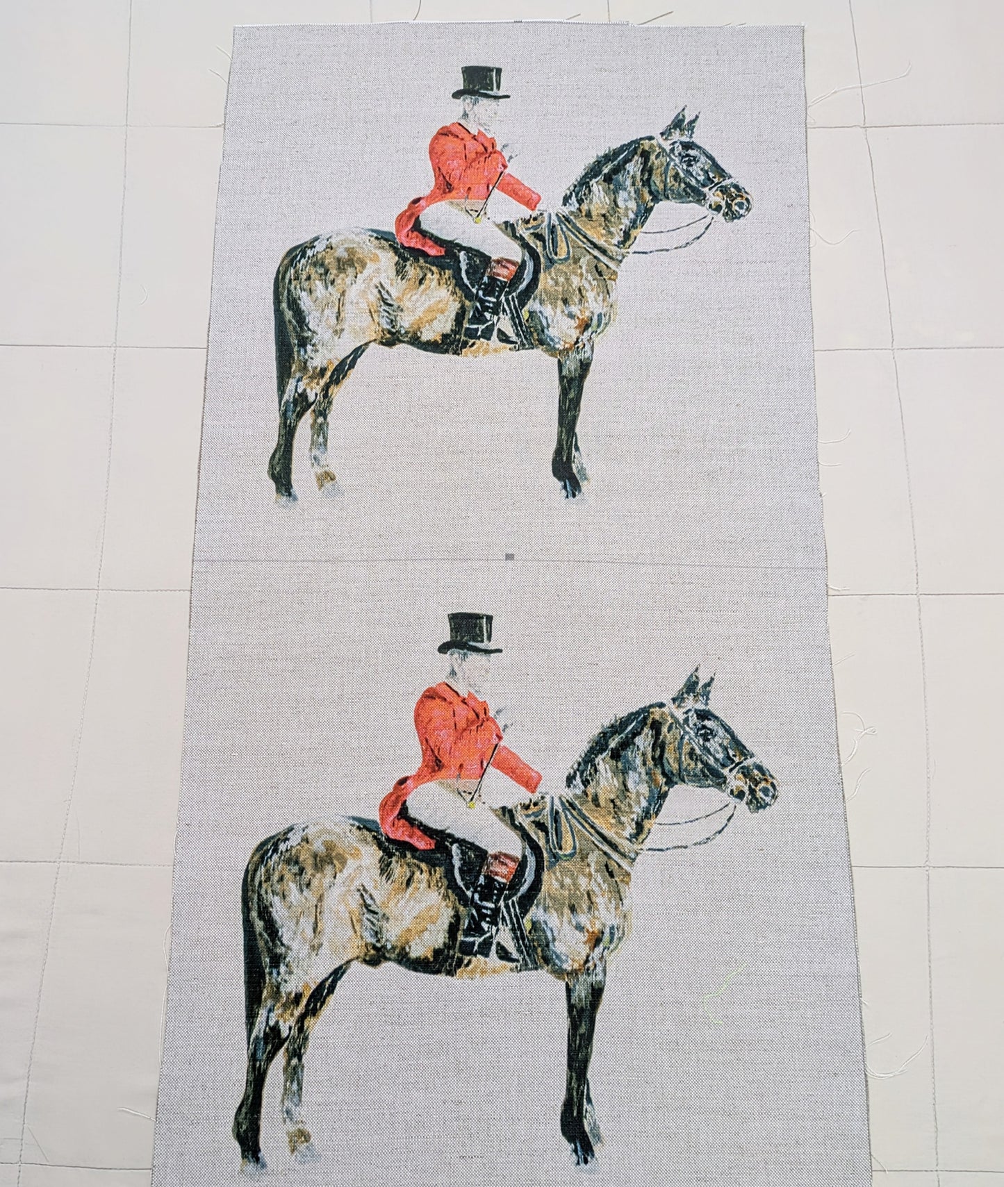 Huntsman / Horse & Rider Cushion Cover Panels for DIY Sewing Project - 2 panels