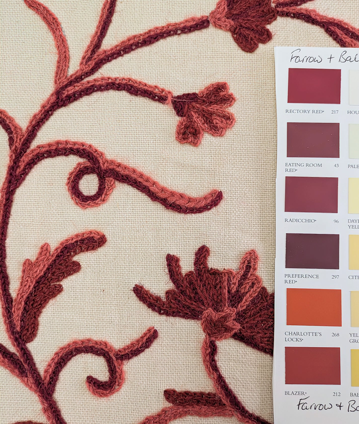 Crewelwork Fabric - 2 Remnants