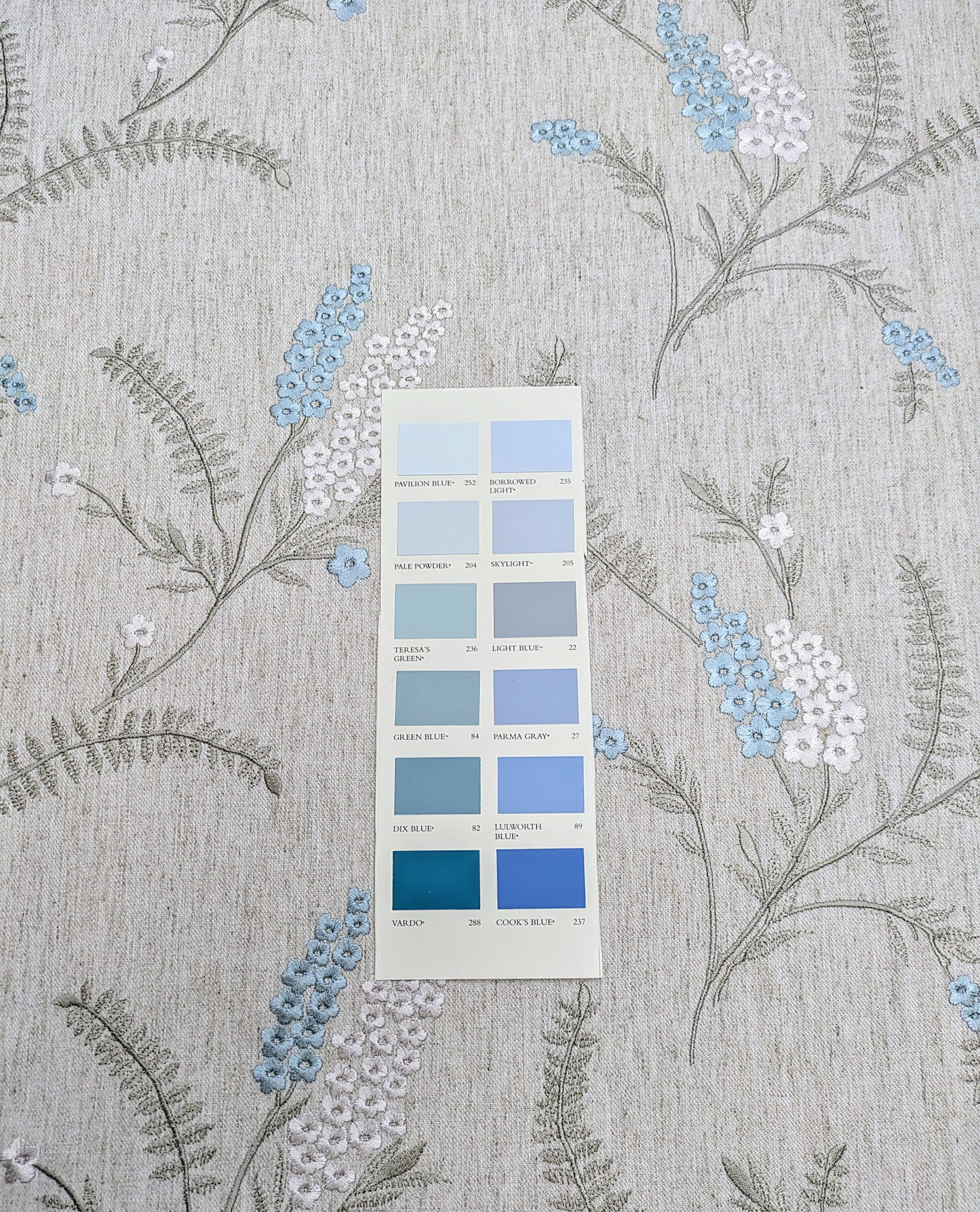 Arabella Duck Egg by Belfield Home - Embroidered Fabric 1.1 m Remnant - REDUCED