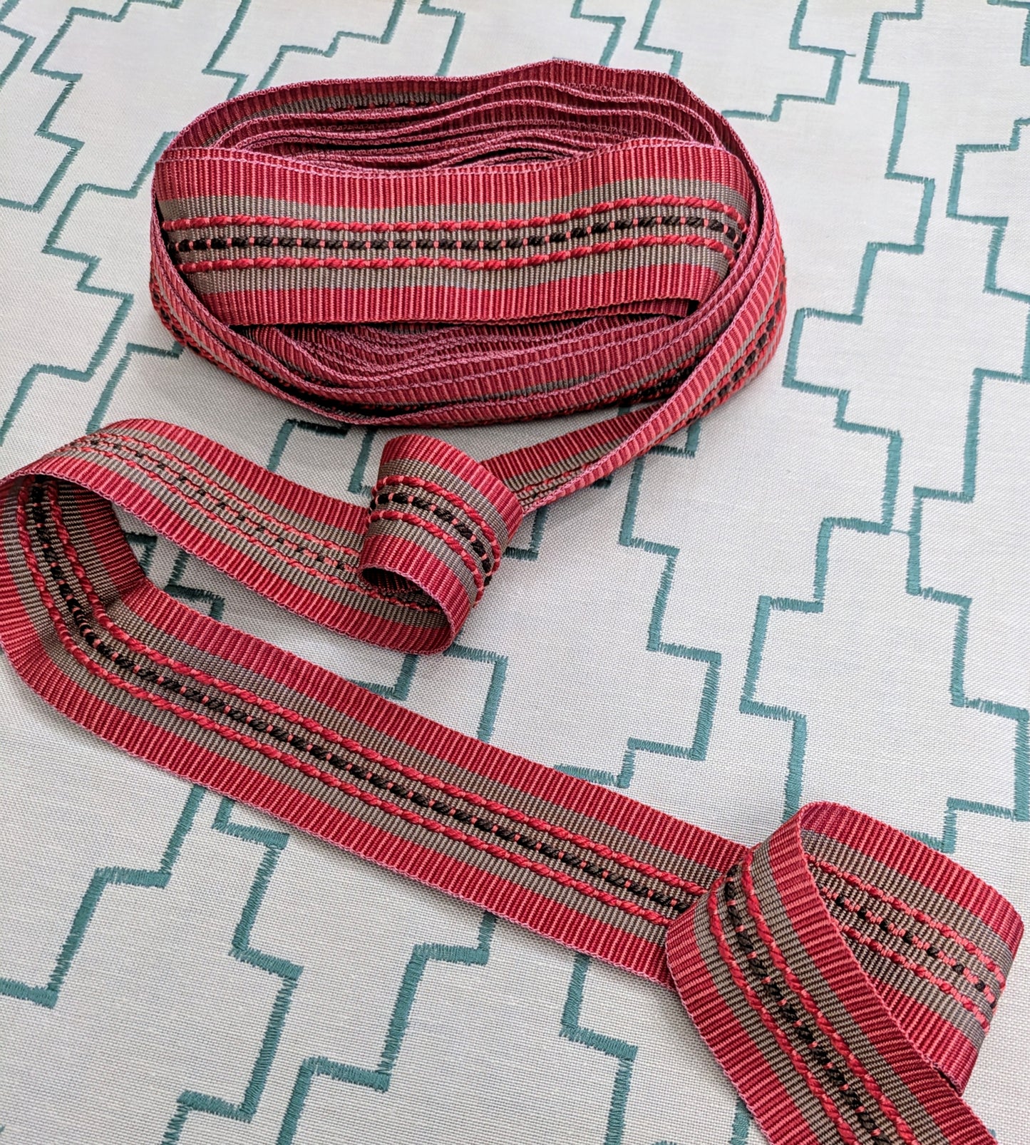 Chilli Stripe Embroidered Trimming for Cushions, Upholstery & Soft Furnishings