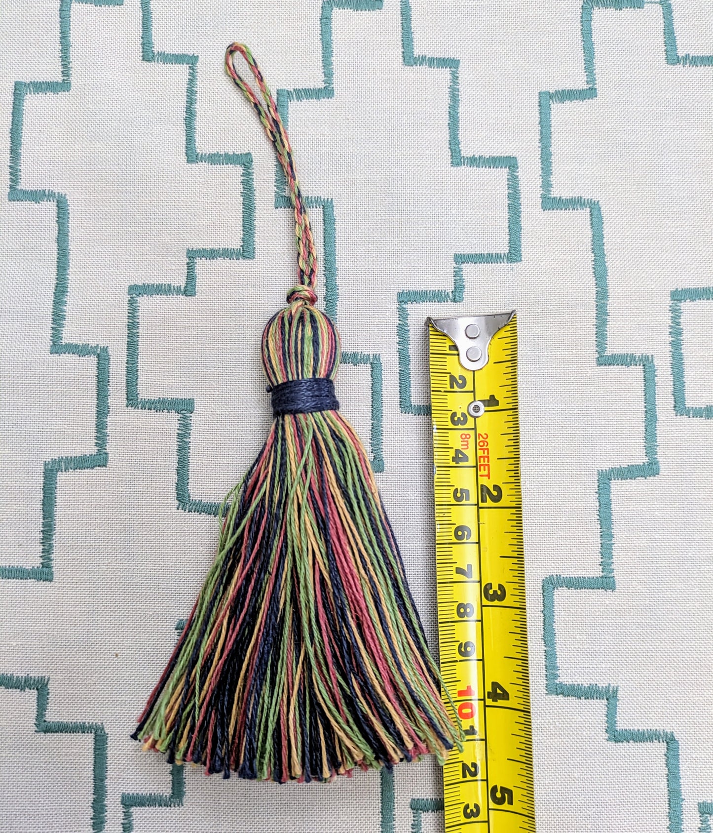 Navy & Multi Colour, Jute/Cotton Tassels