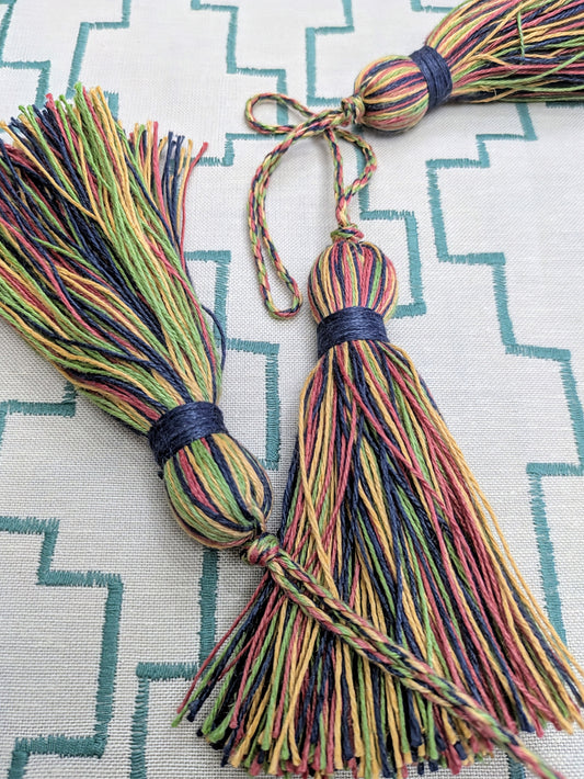 Navy &  Multi Colour, Jute/Cotton Tassels