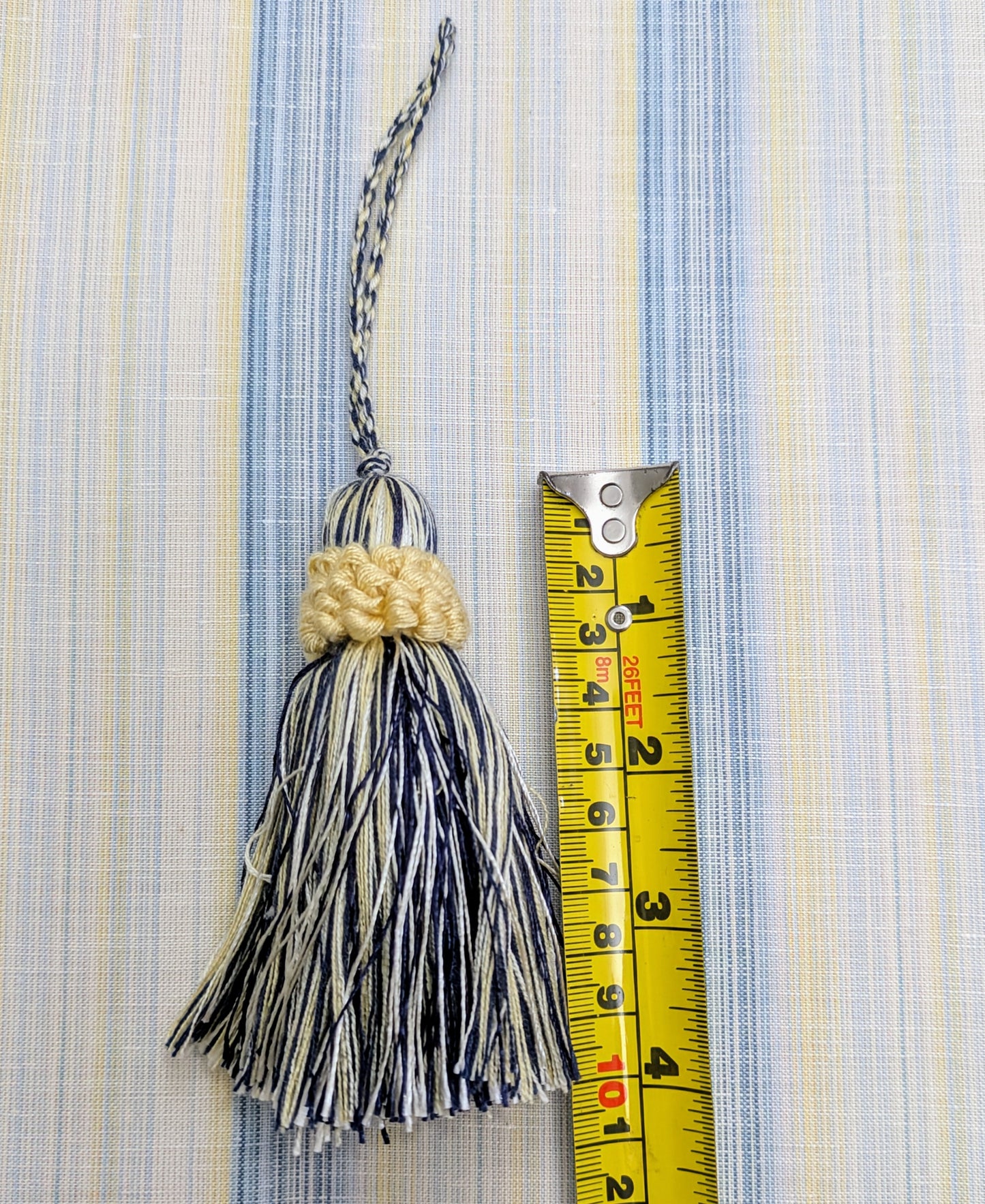 Navy, Cream & Yellow Tassels / Key Tassel / Cushion Tassel