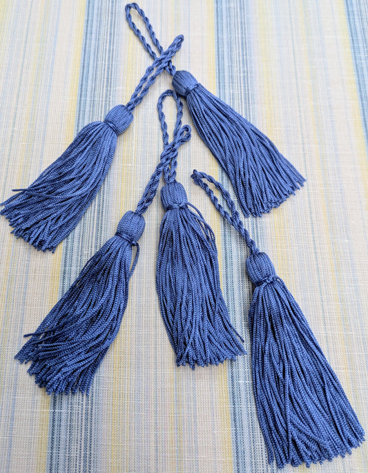 Small Silky Prussian Blue Tassels