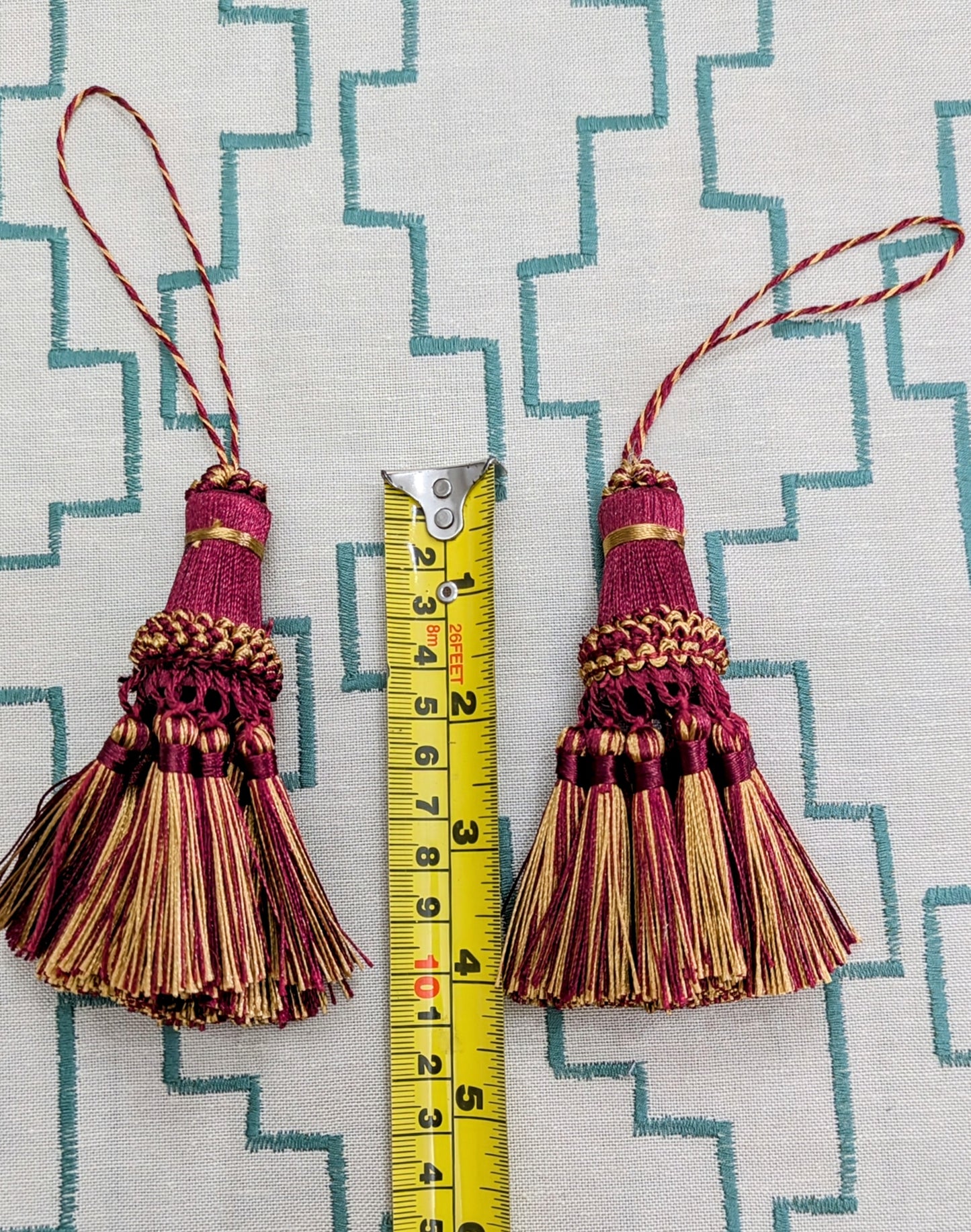 Dark Red & Gold Key Tassel / Decorative Tassel / Cushion Tassel