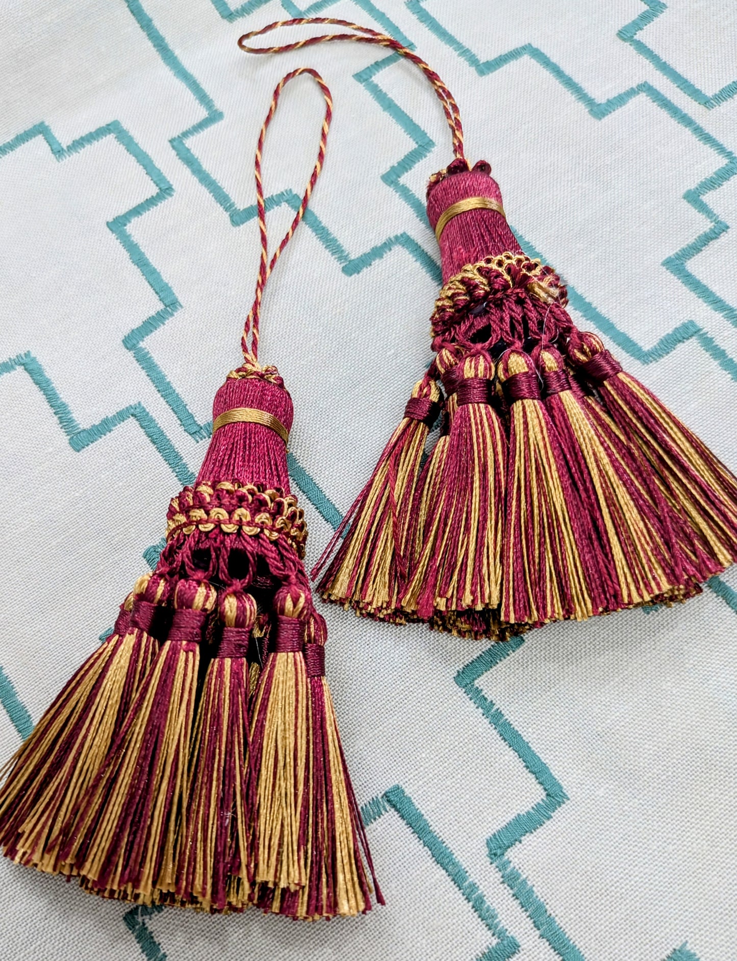 Dark Red & Gold Key Tassel / Decorative Tassel / Cushion Tassel