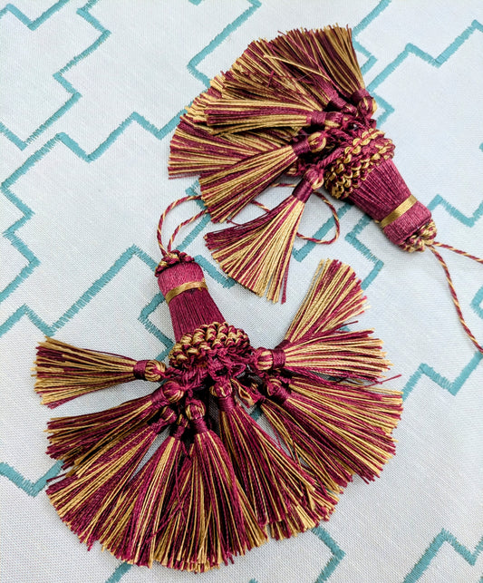 Dark Red & Gold  Key Tassel / Decorative Tassel / Cushion Tassel