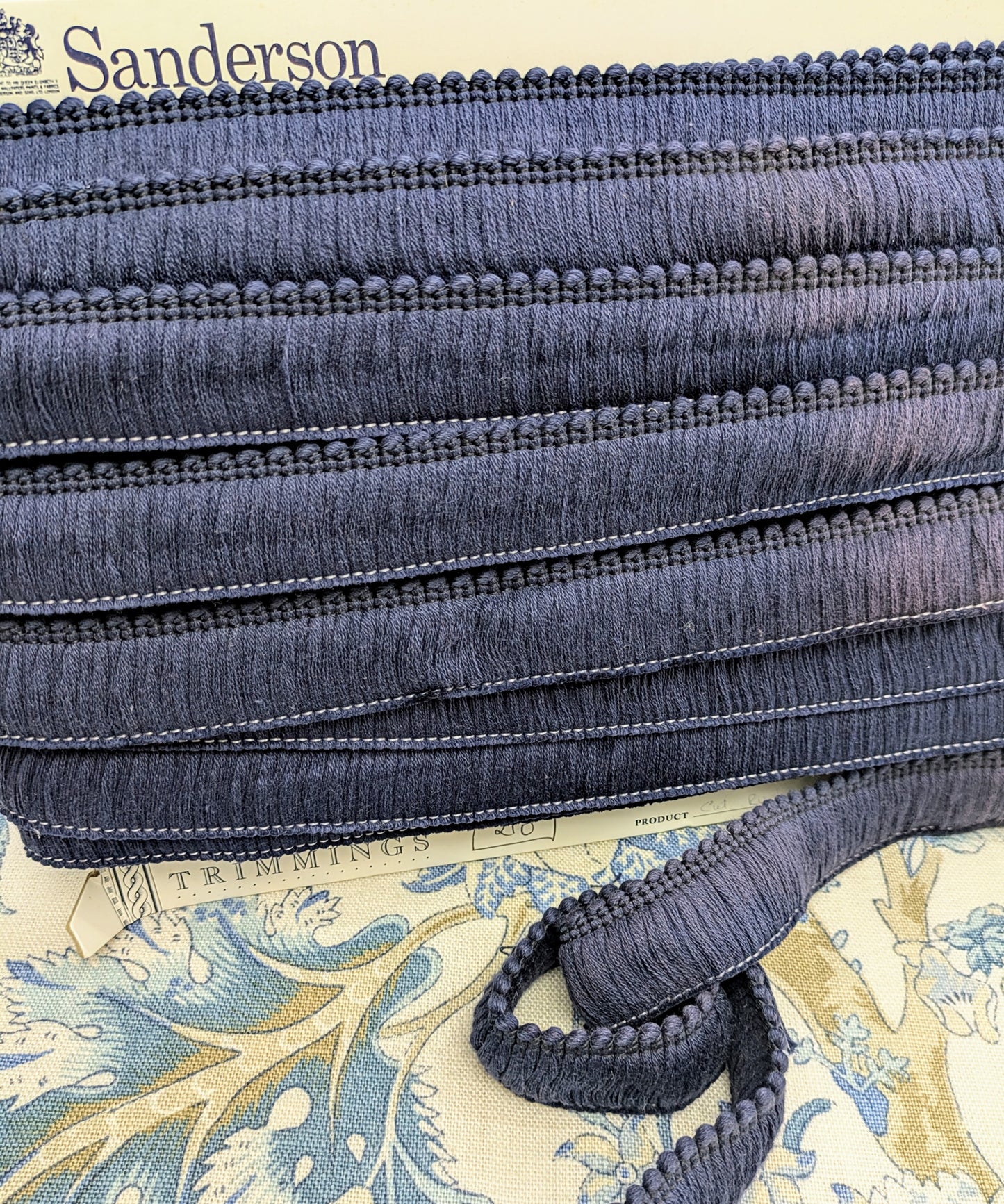 Navy Blue Ruche Fringe from Sanderson / Trimming for Cushions & Upholstery