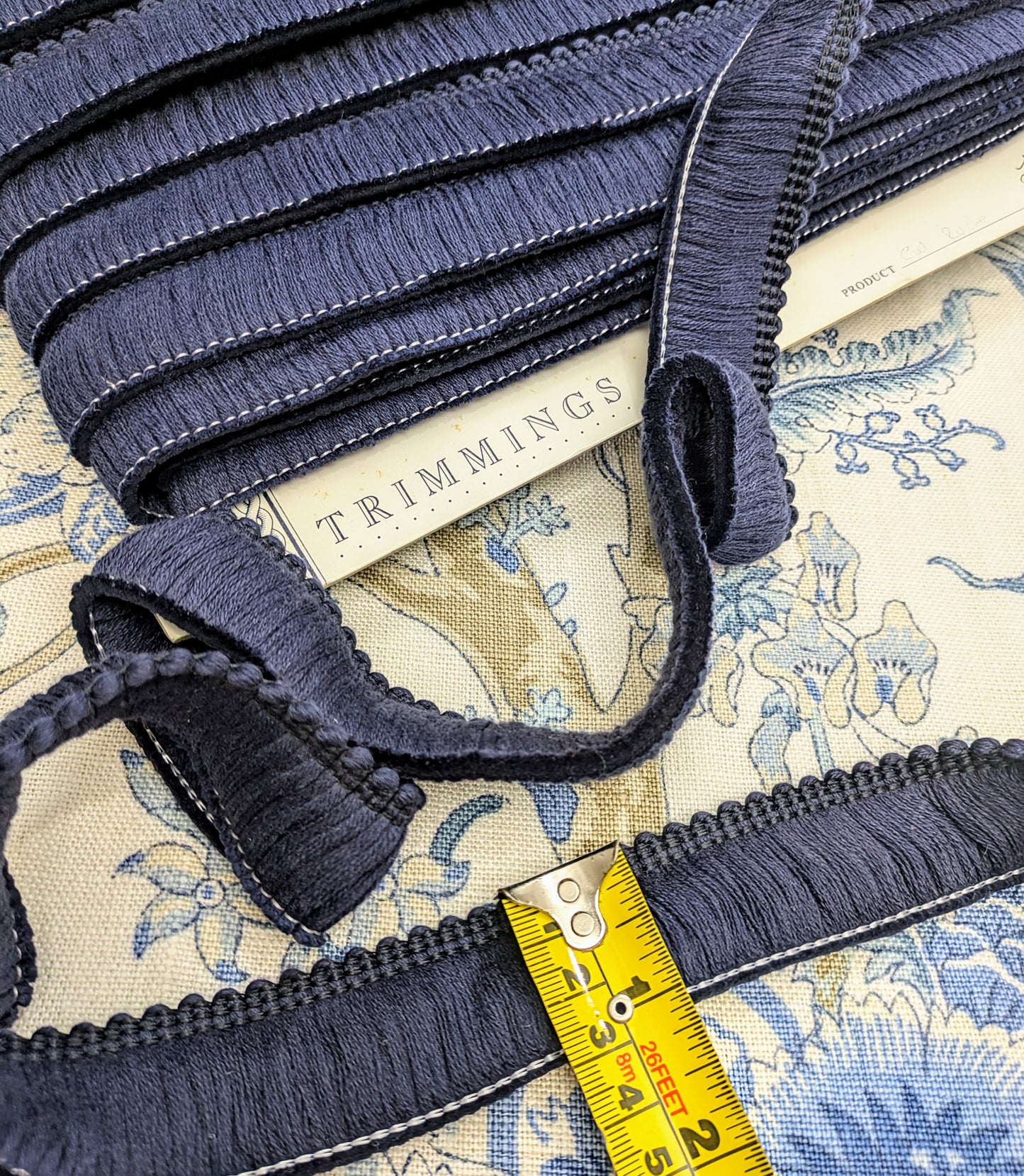 Navy Blue Ruche Fringe from Sanderson / Trimming for Cushions & Upholstery