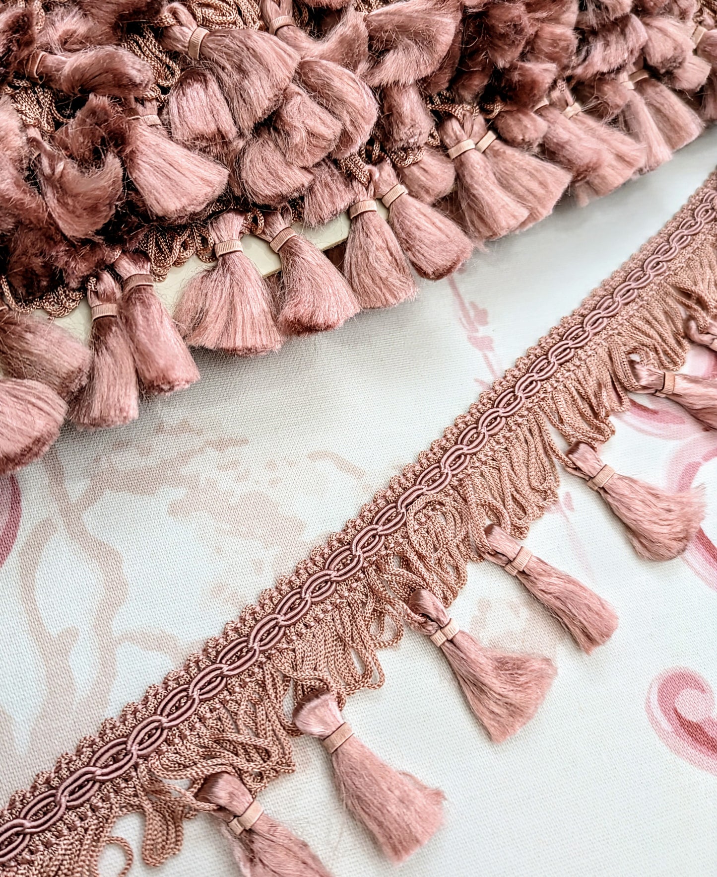Vintage Pink Tassel Fringe/ Trimming for Cushions & Upholstery