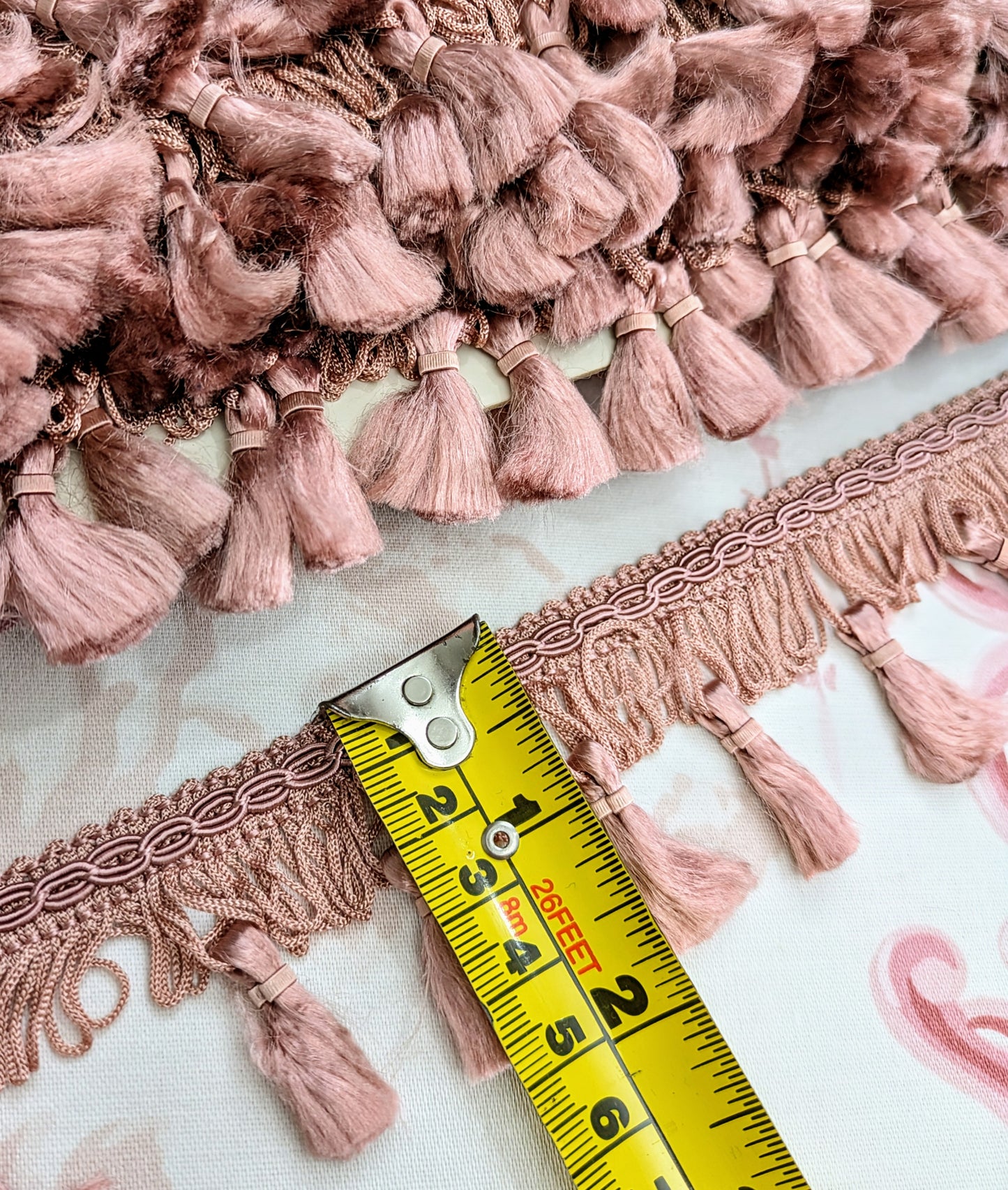 Vintage Pink Tassel Fringe/ Trimming for Cushions & Upholstery