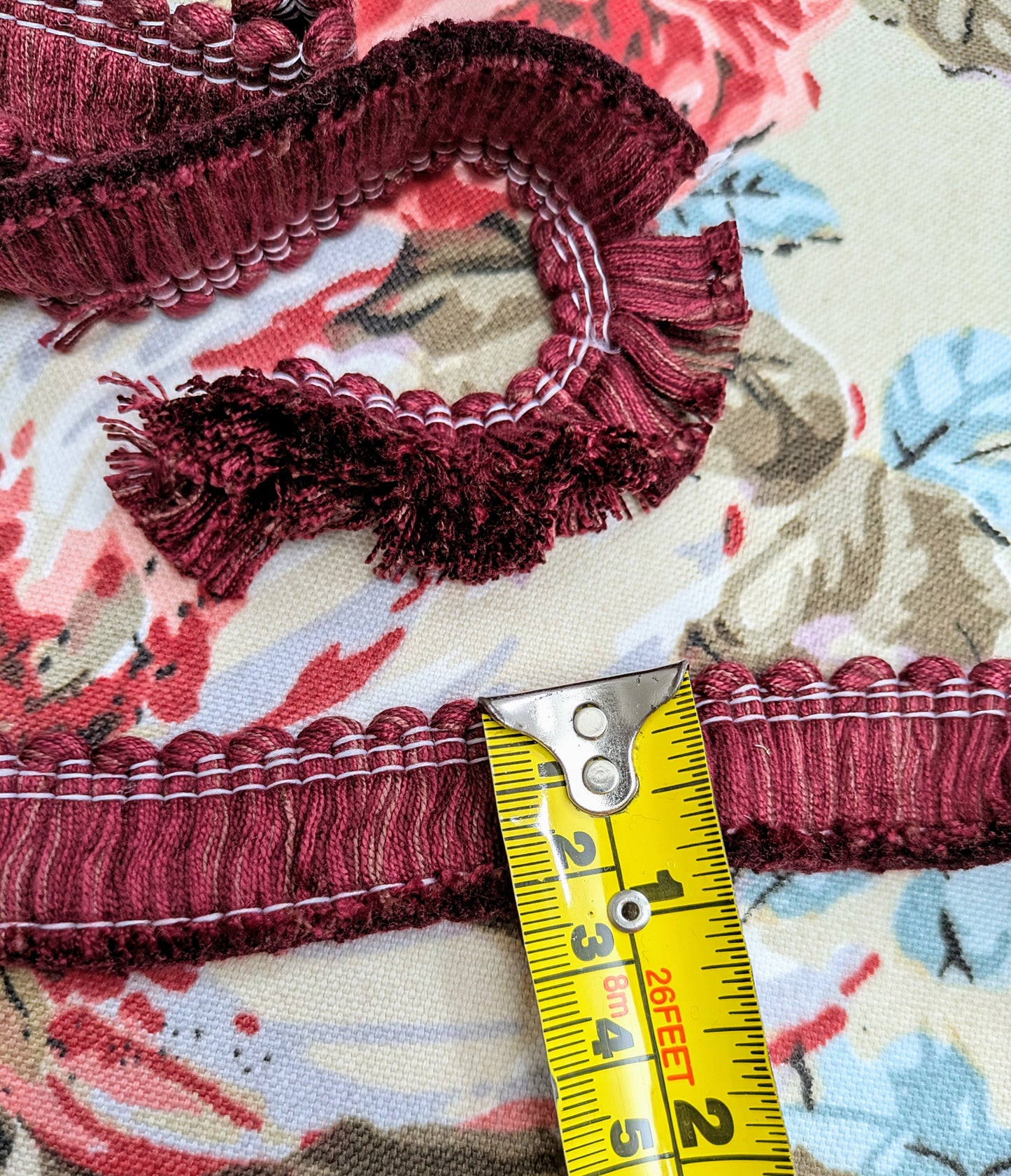 Wine Colour Ruche Fringe / Trimming for Cushions & Upholstery