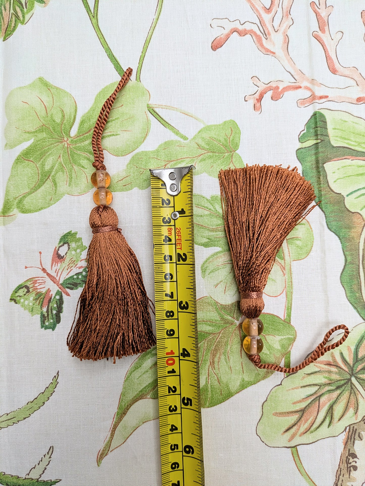 Burnt Orange Beaded Slim Tassel / Key Tassel / Cushion Tassel