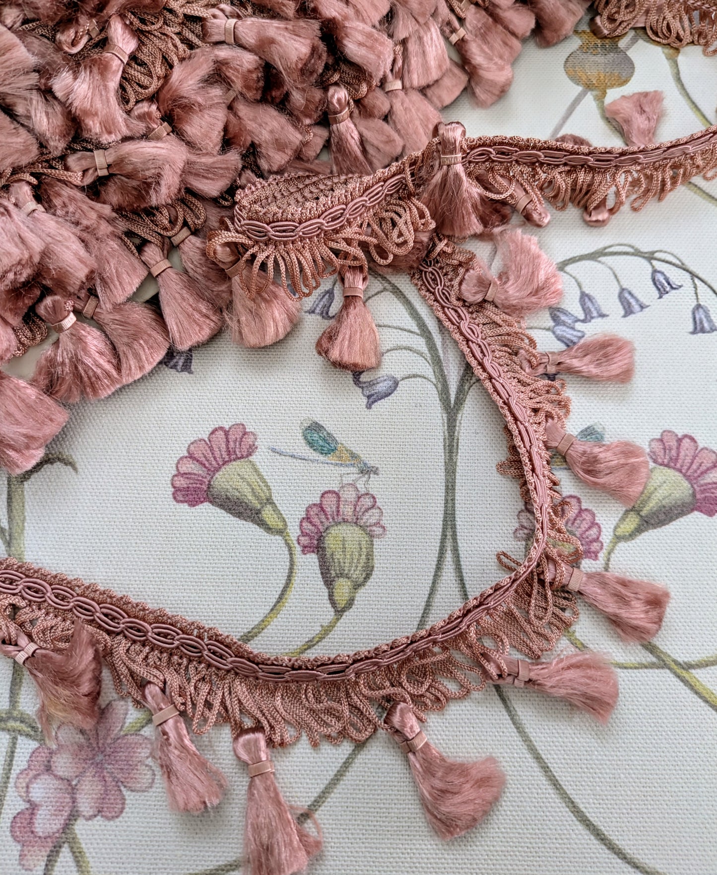 Vintage Pink Tassel Fringe / Trimming for Cushions & Upholstery