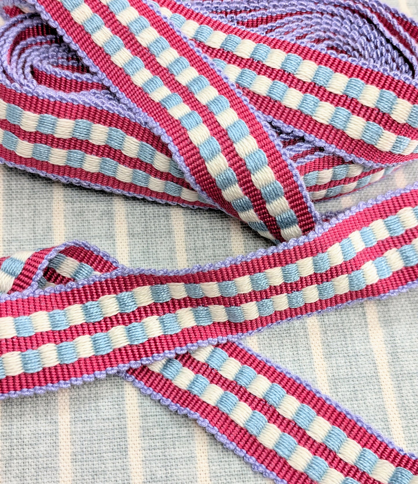 Blue, Pink, Lilac & Cream, Lampshade trim / Soft Furnishing trim / Upholstery trim