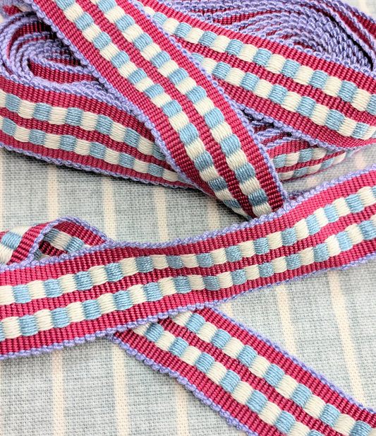 Blue, Pink, Lilac & Cream,  Lampshade trim / Soft Furnishing trim / Upholstery trim