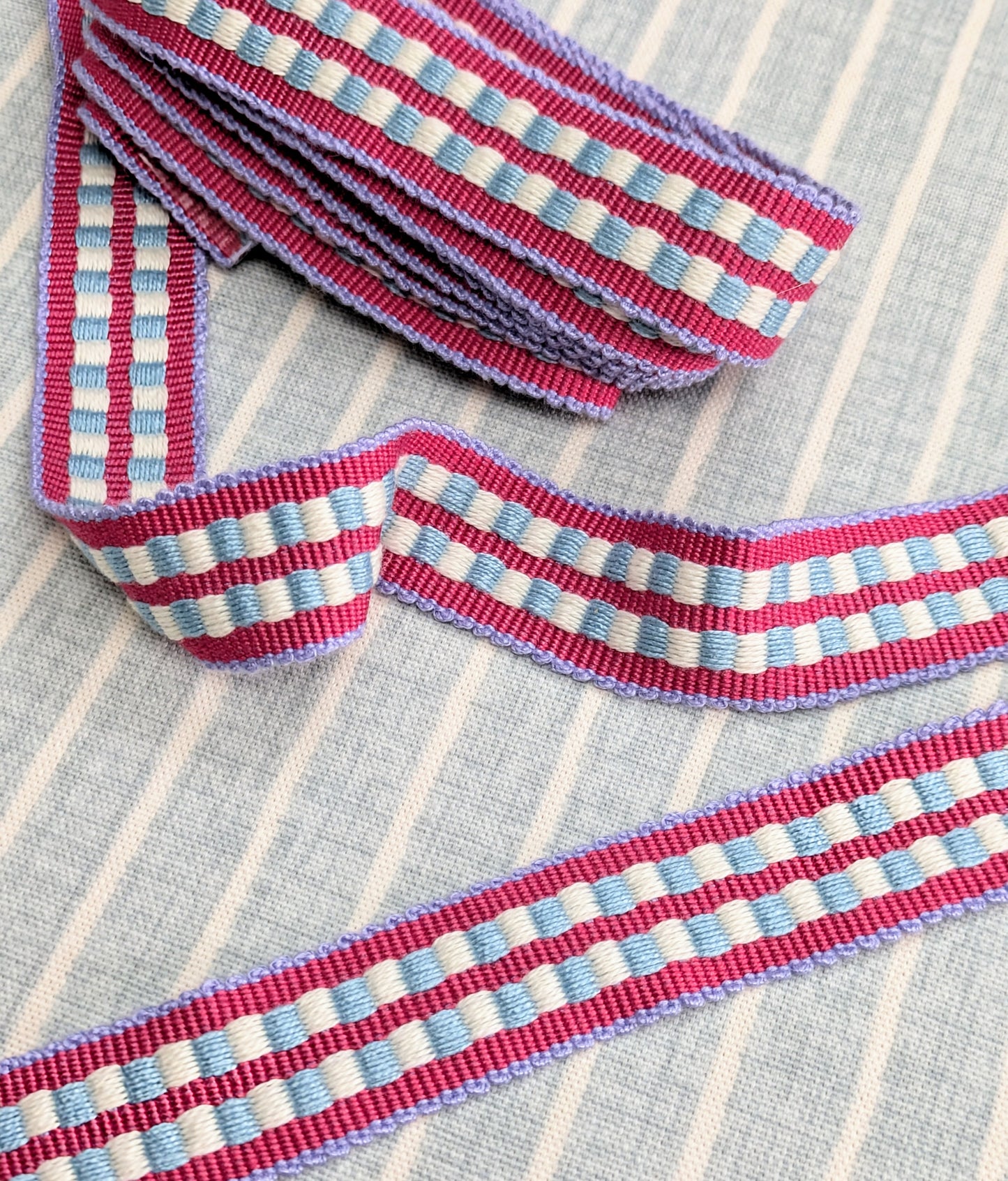 Blue, Pink, Lilac & Cream, Lampshade trim / Soft Furnishing trim / Upholstery trim