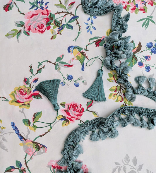 Vintage Teal Tassel Fringe / Trimming for Cushions & Upholstery