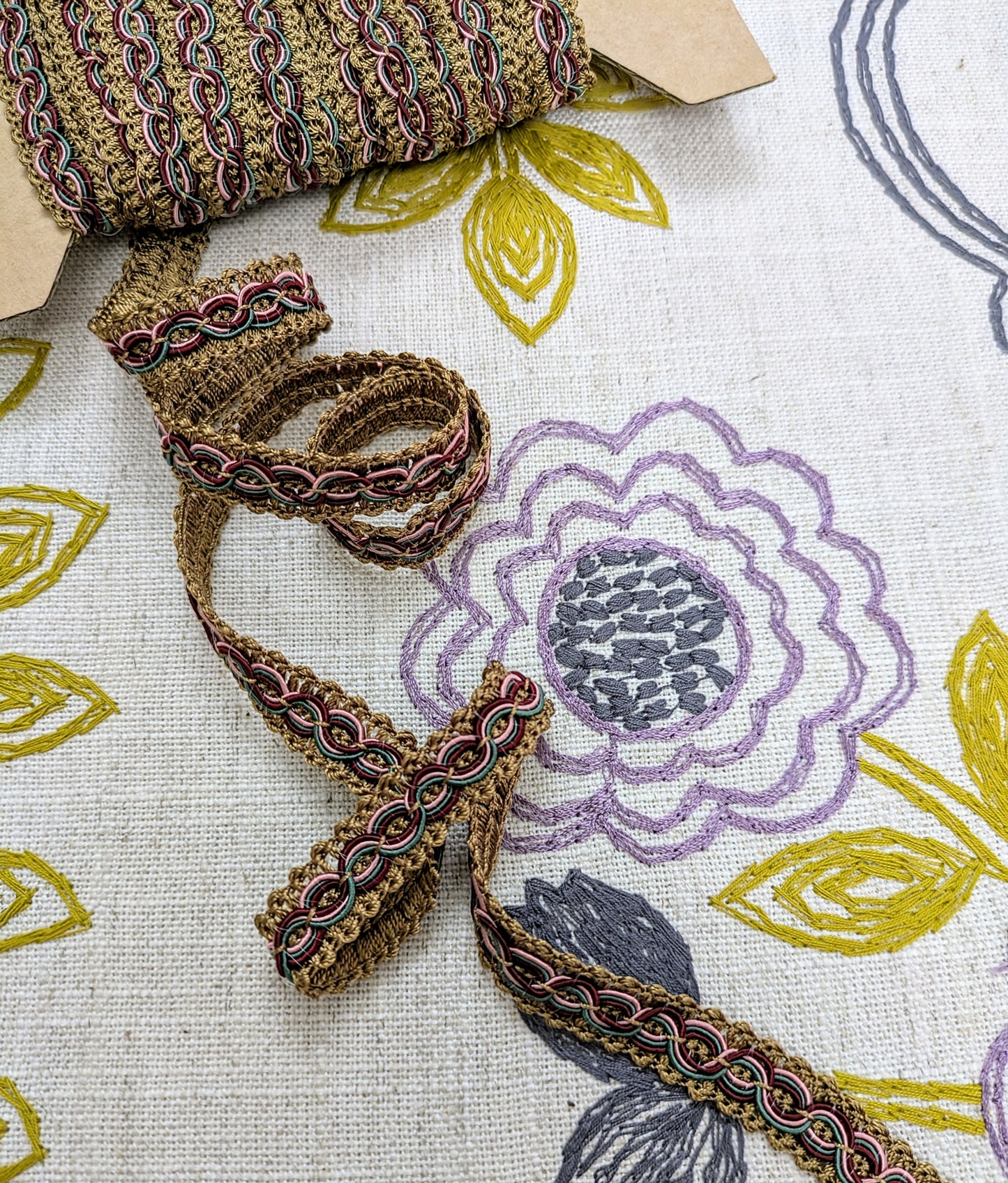 Embroidered Fabric - Flower Pot by Sanderson - Discontinued Fabric