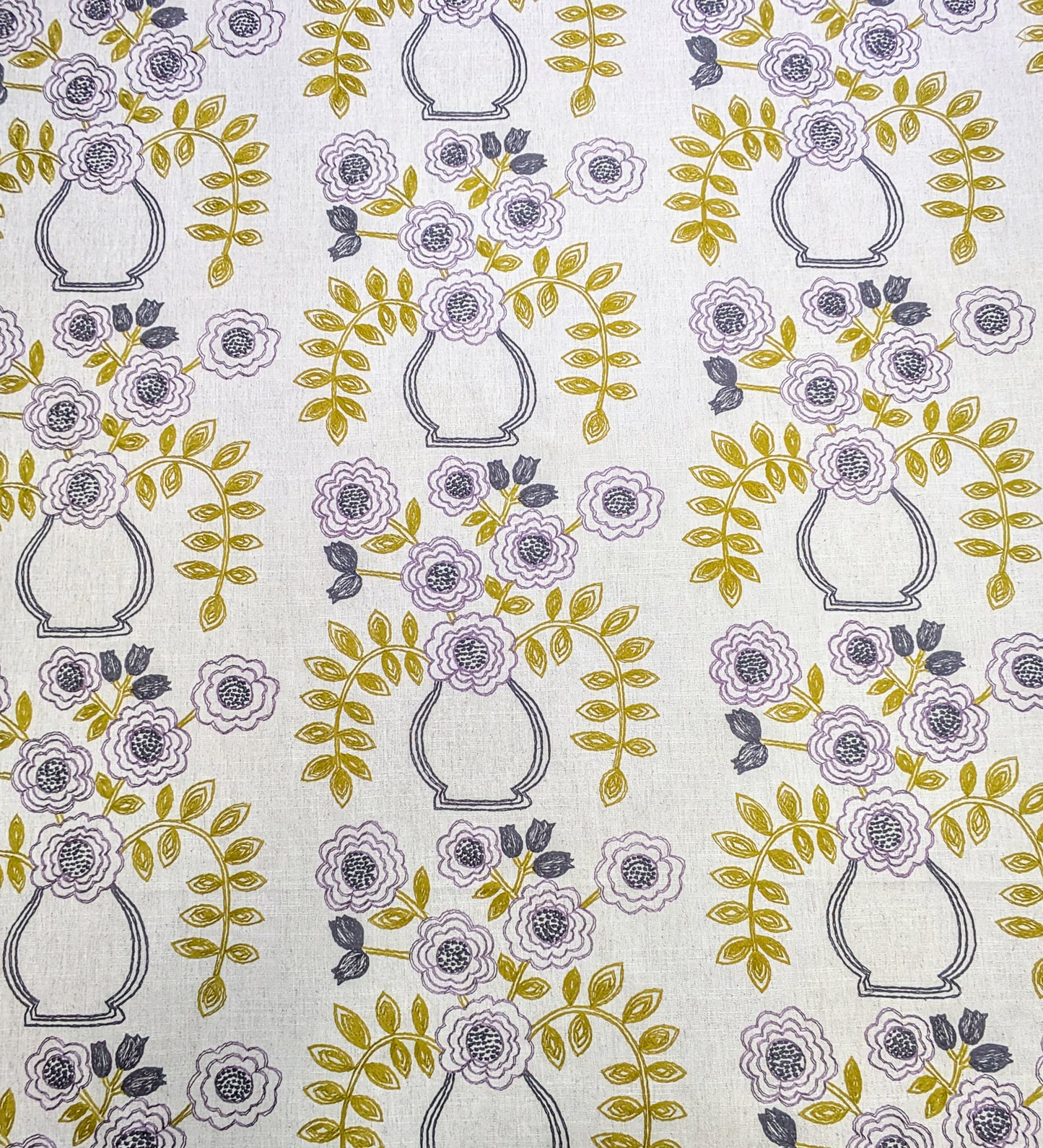 Embroidered Fabric - Flower Pot by Sanderson - Discontinued Fabric