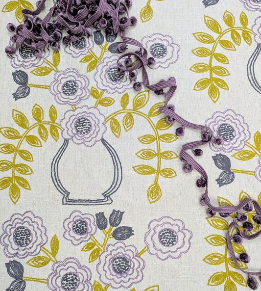 Embroidered Fabric - Flower Pot by Sanderson - Discontinued Fabric