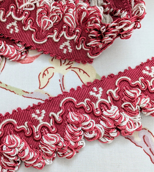 Vintage Wine & Ivory Braid / Lampshade Trim / Upholstery Trim