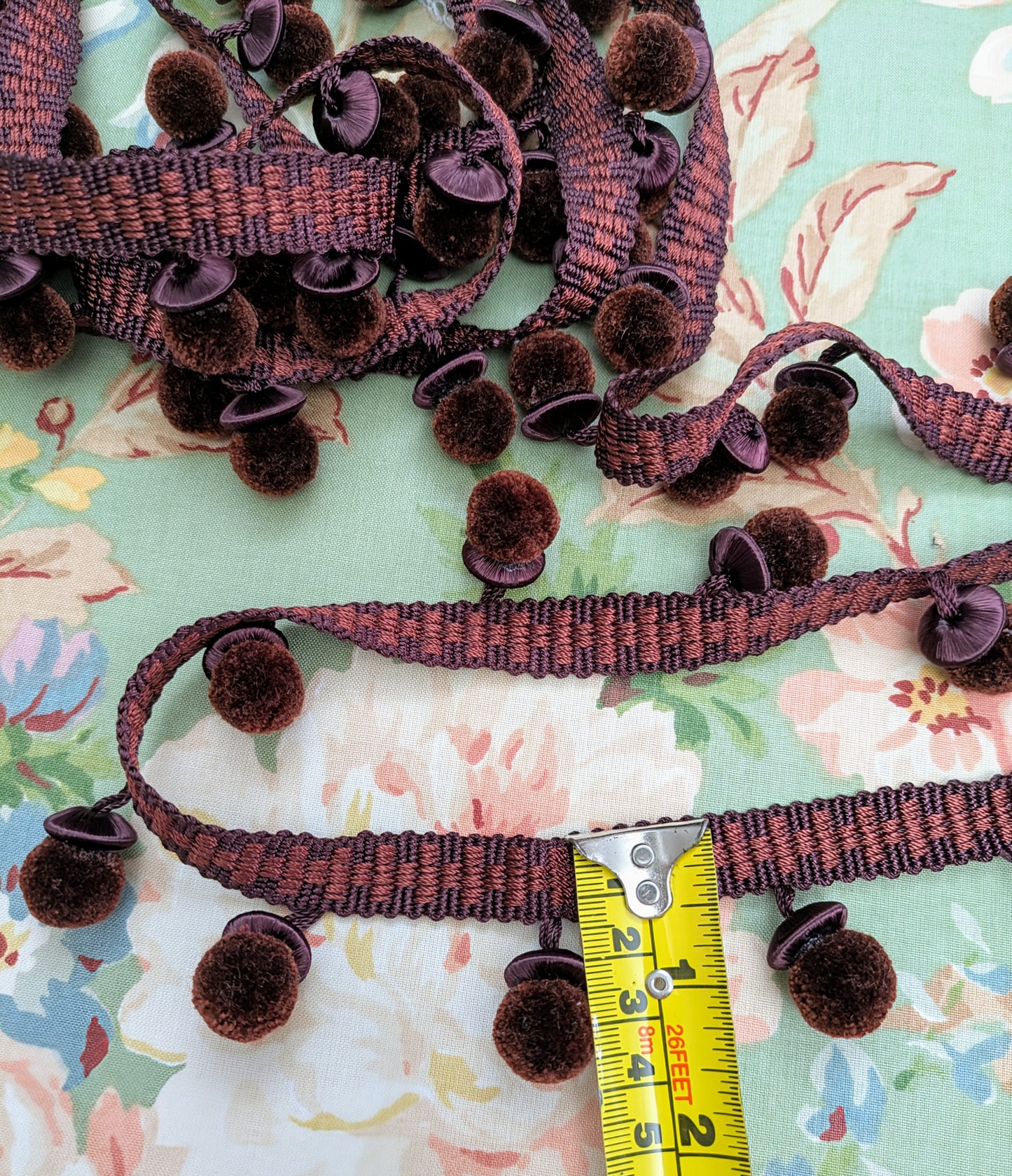Burgundy Designer Pom Pom Trim from Casa Luiza