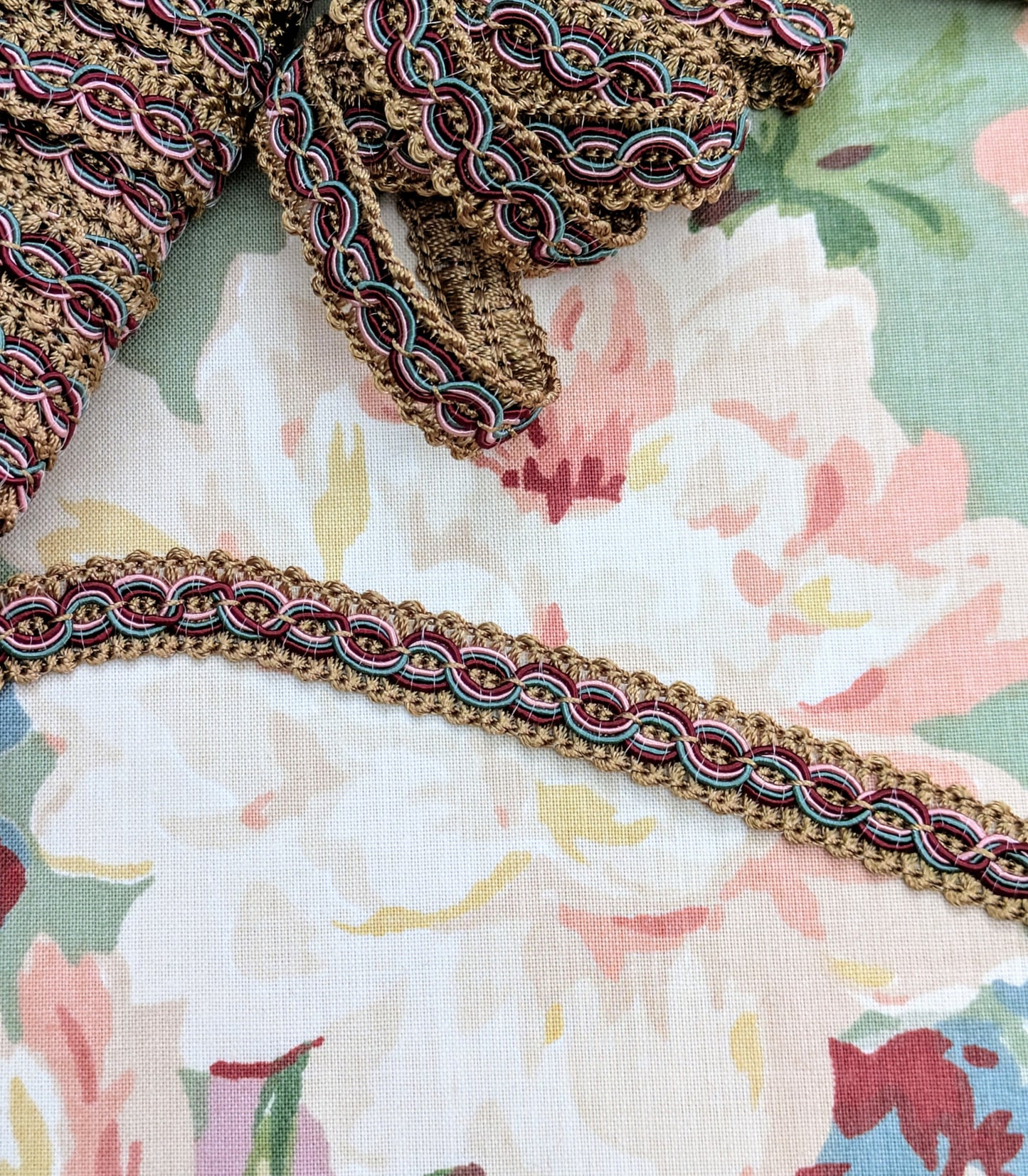 Teal, Pink & Burgundy Colour Braid / Trimming for Soft Furnishings, Upholstery & Lampshades