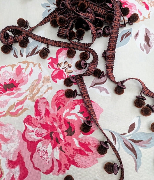 Burgundy Designer Pom Pom Trim from Casa Luiza