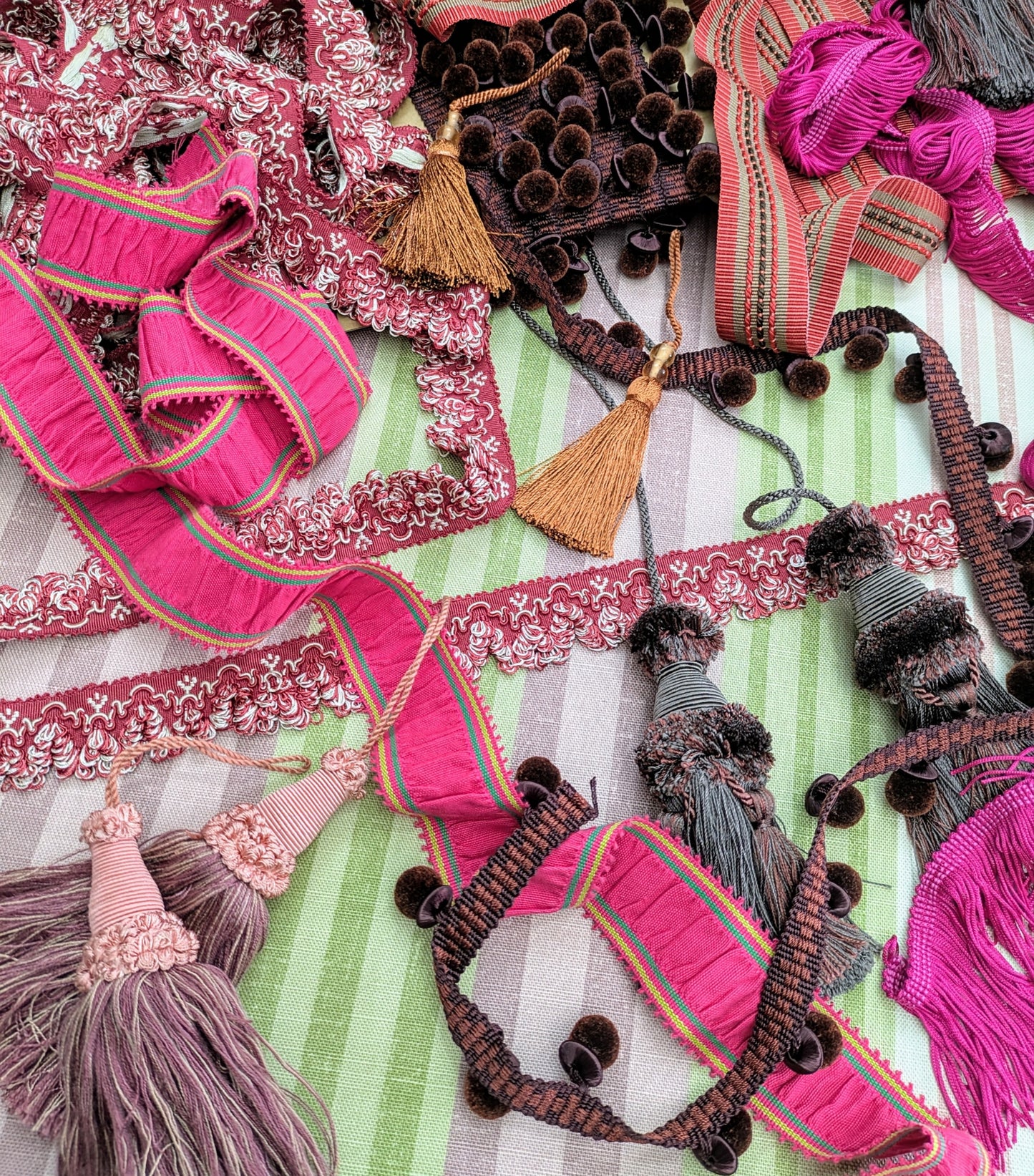 Burgundy Designer Pom Pom Trim from Casa Luiza