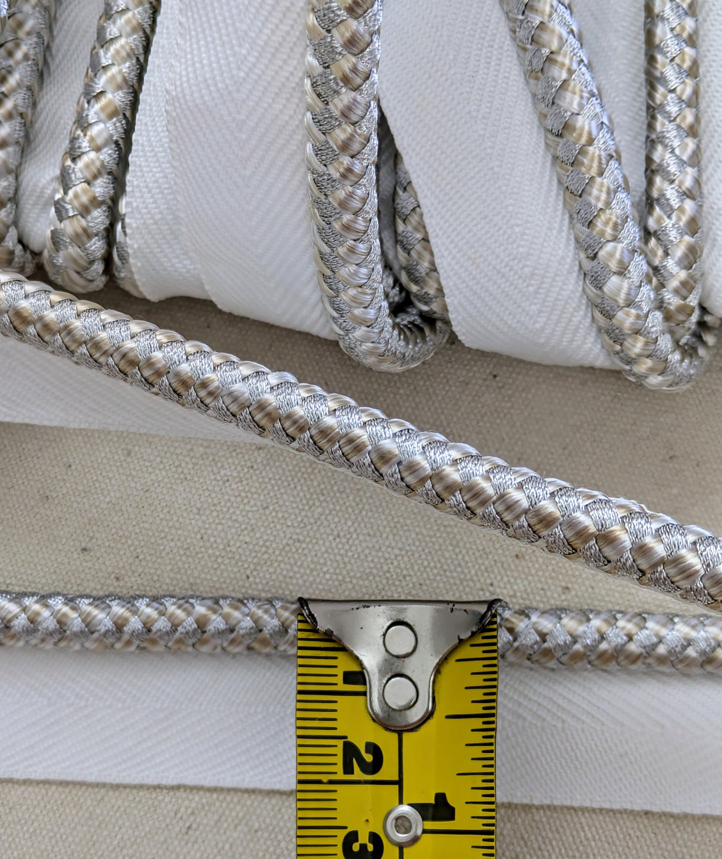 Silver & Pale Gold Cord, Flange Braid / Trim for Soft Furnishings & Upholstery