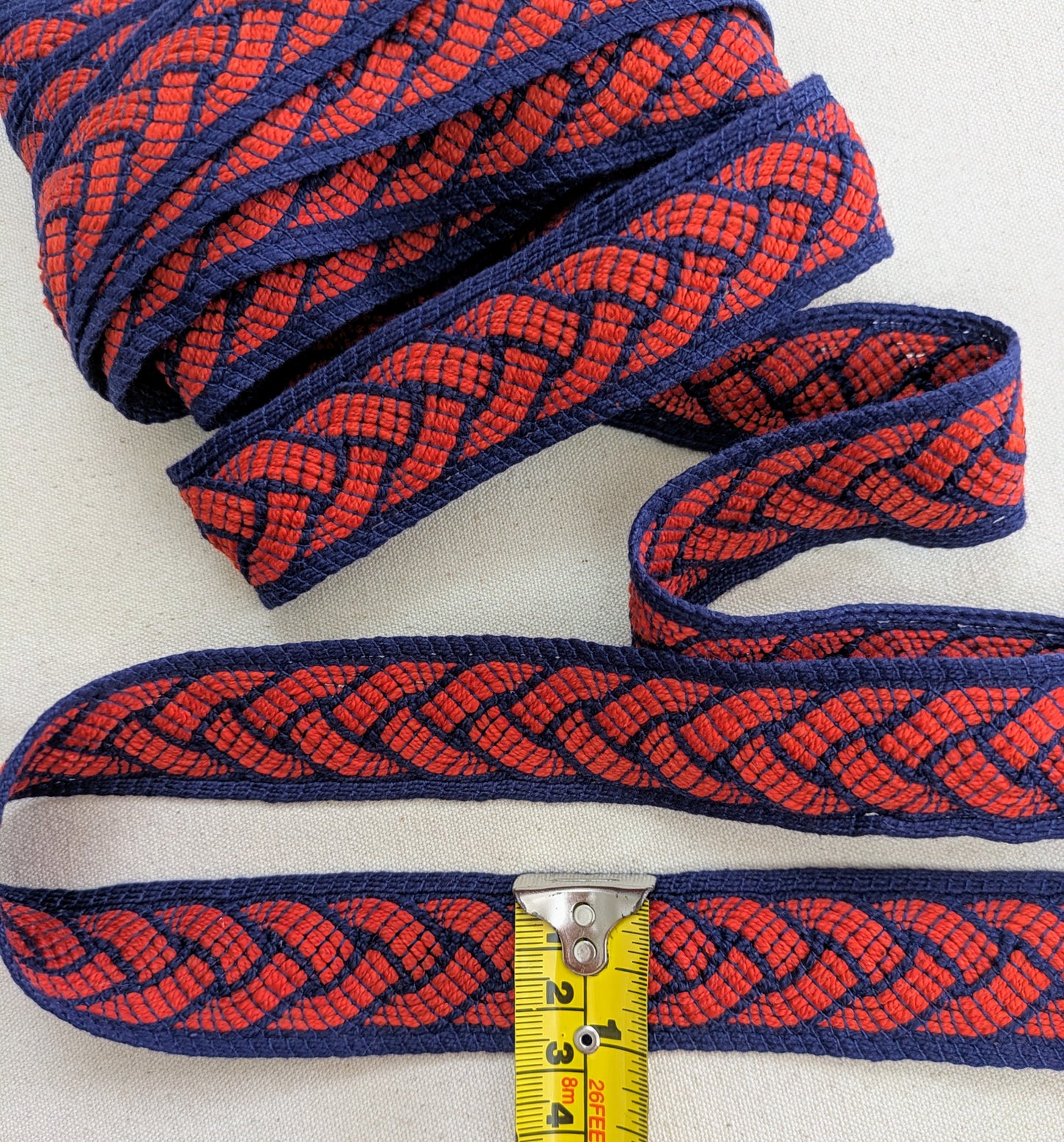 Red & Navy Braid / Lampshade Trim / Upholstery Trim