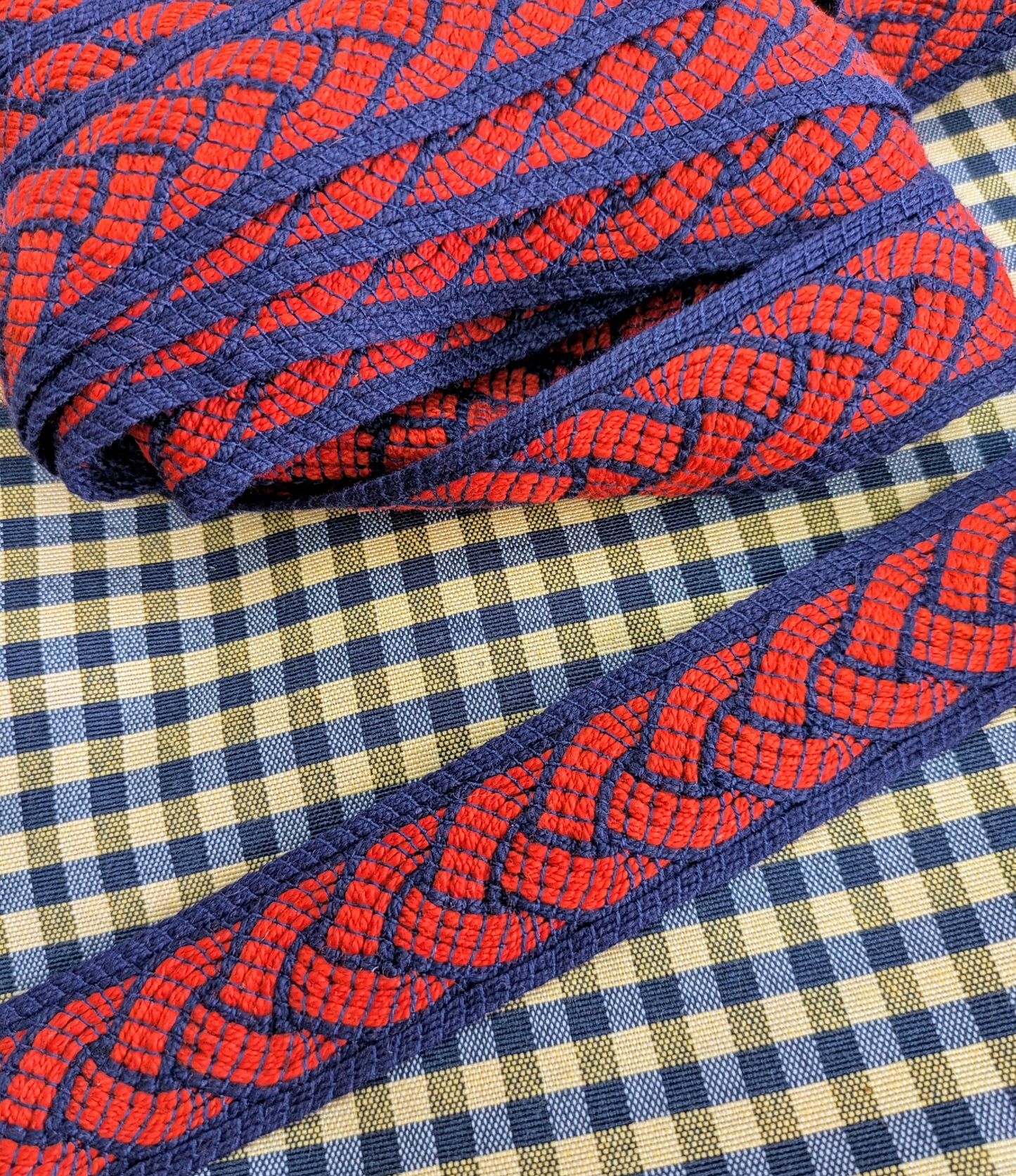 Red & Navy Braid / Lampshade Trim / Upholstery Trim