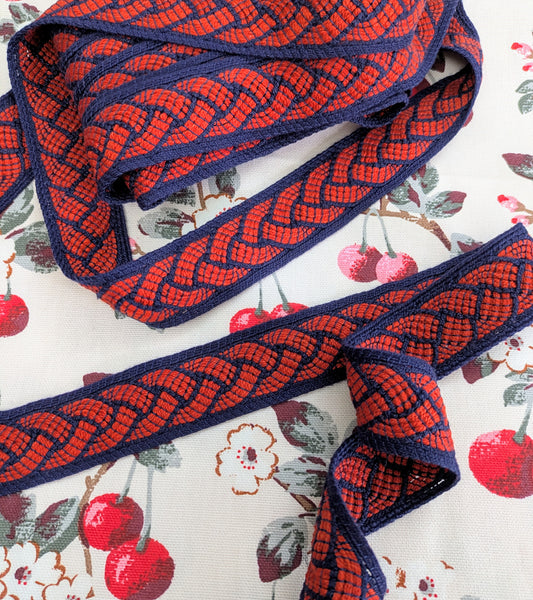 Red & Navy  Braid / Lampshade Trim / Upholstery Trim