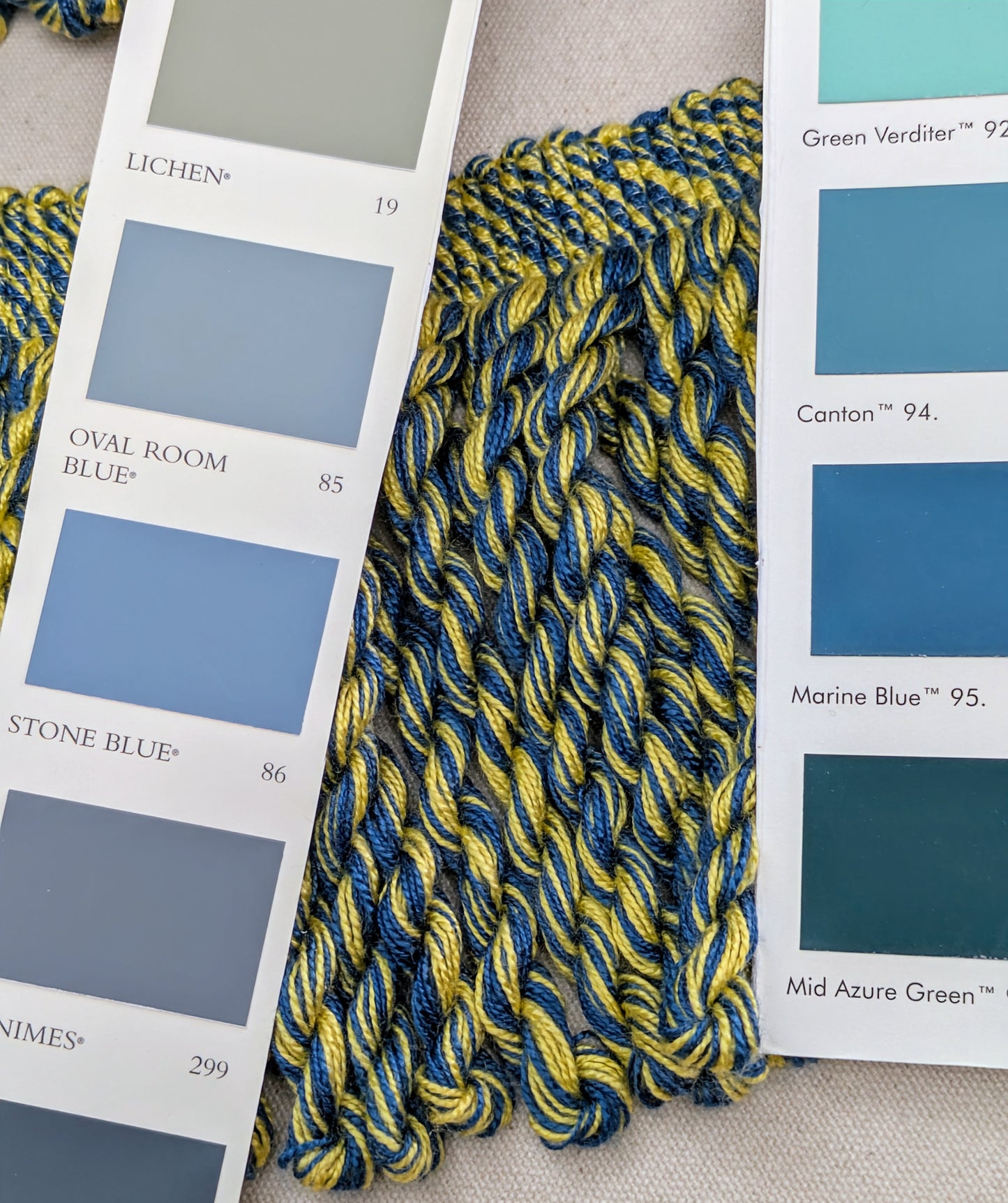 Teal & Lemon Bullion fringe / Fringe Trim / Upholstery Trim / Soft Furnishing Trim