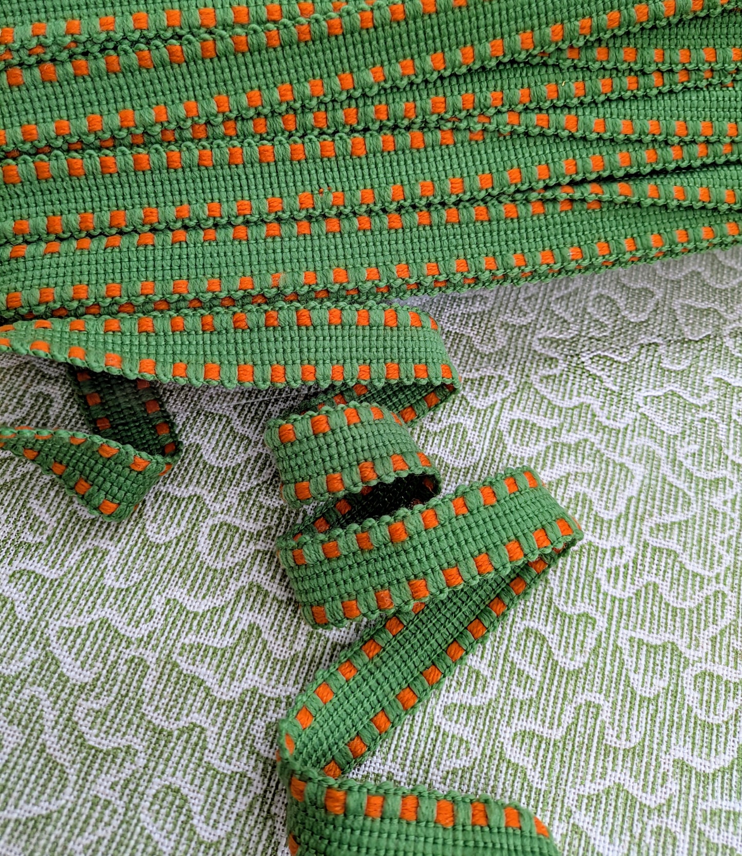 Green & Orange Braid / Lampshade Trim / Upholstery Trim