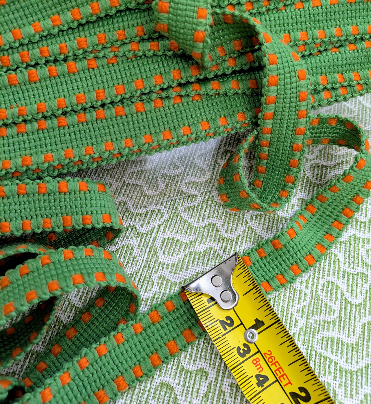 Green & Orange Braid / Lampshade Trim / Upholstery Trim