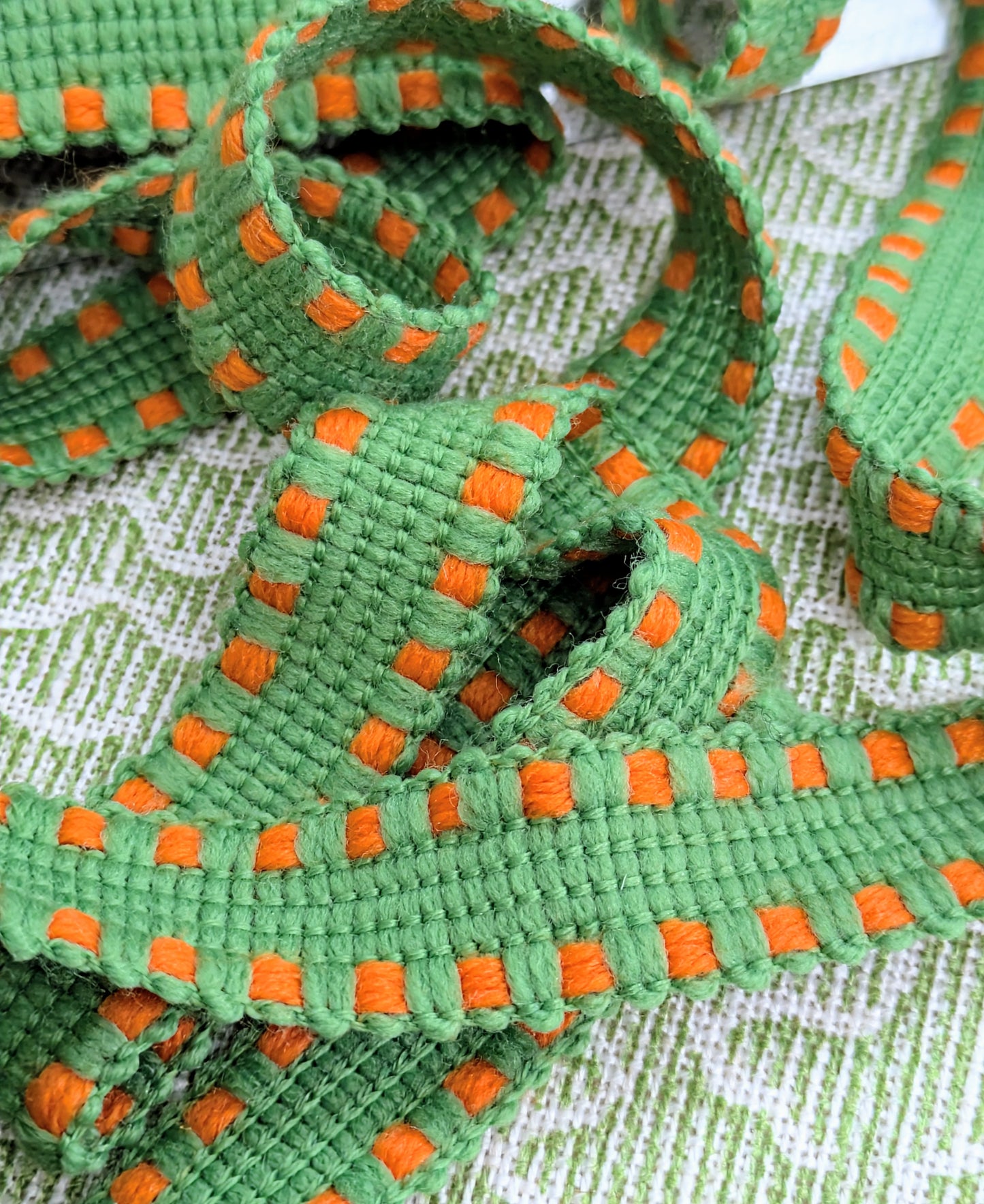 Green & Orange Braid / Lampshade Trim / Upholstery Trim