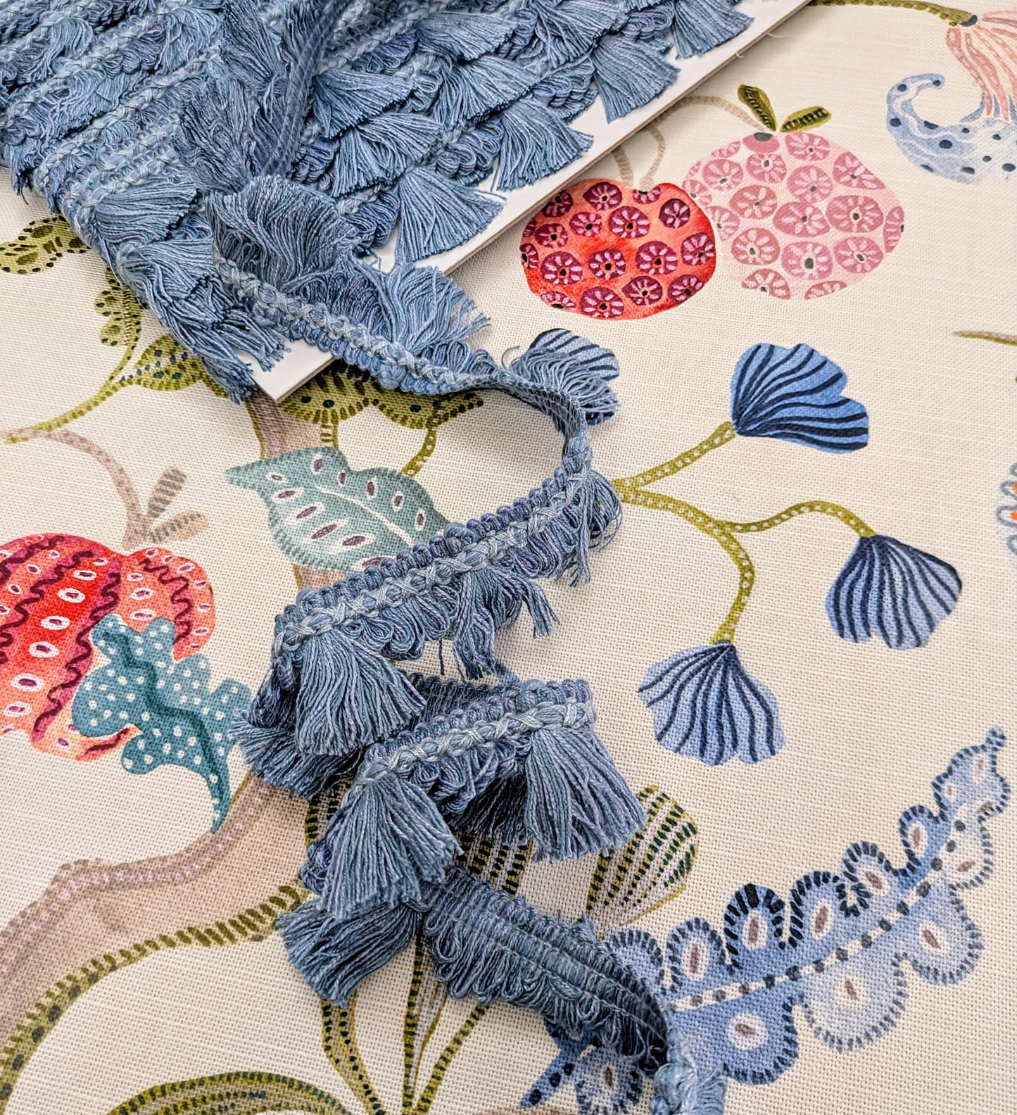 Blue Fan Edge, Tassel Trimming for Cushions & Furnishings