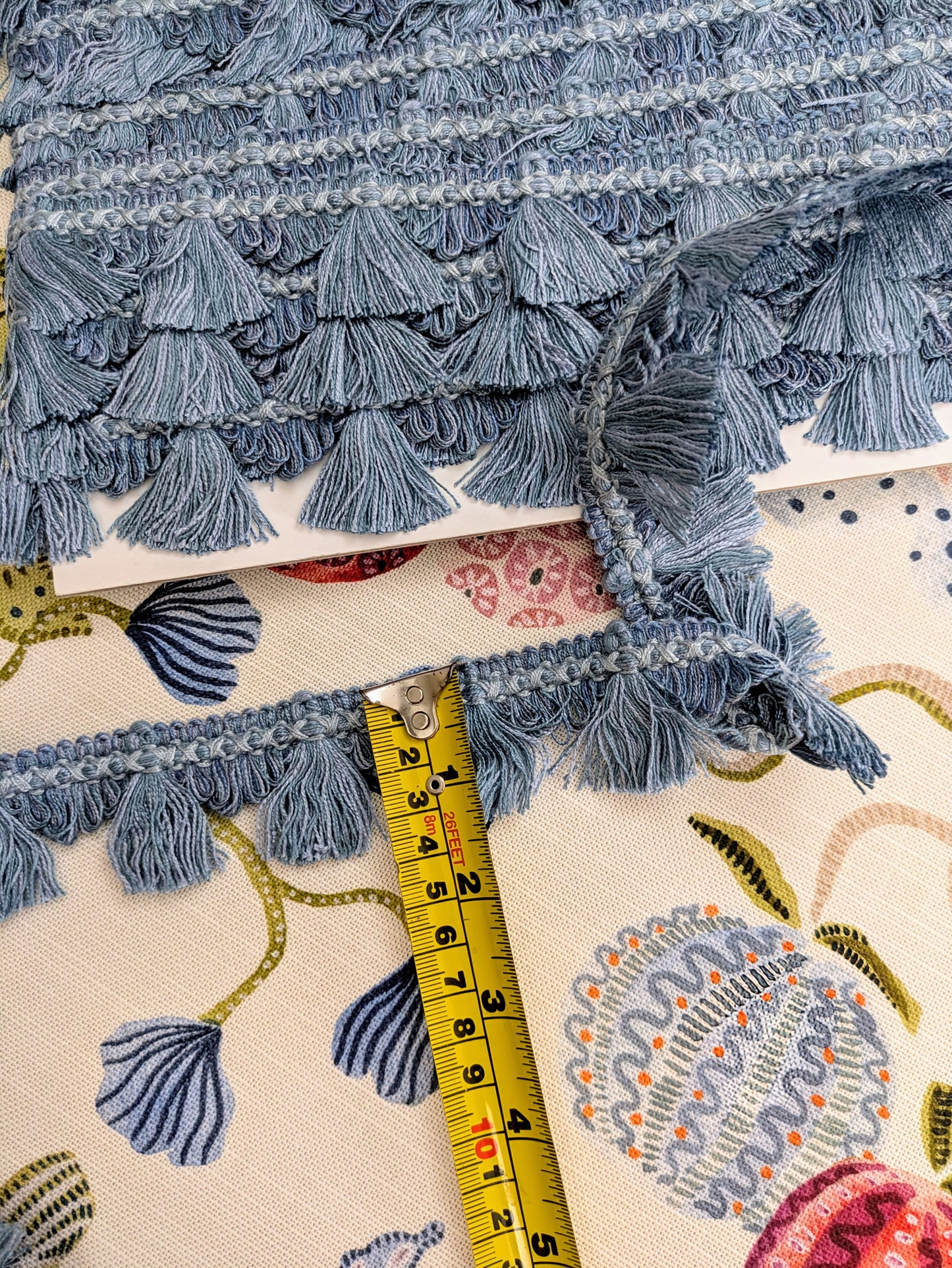 Blue Fan Edge, Tassel Trimming for Cushions & Furnishings