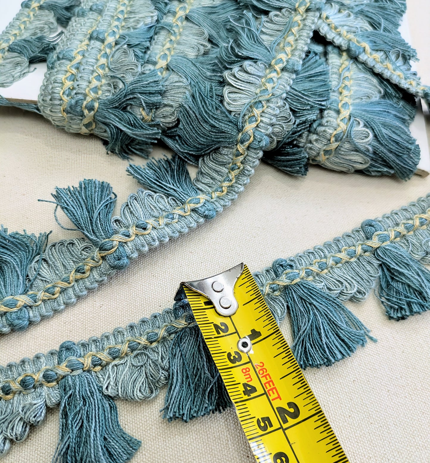 Teal, Two Tone, Fan Edge, Tassel Trimming for Cushions & Furnishings