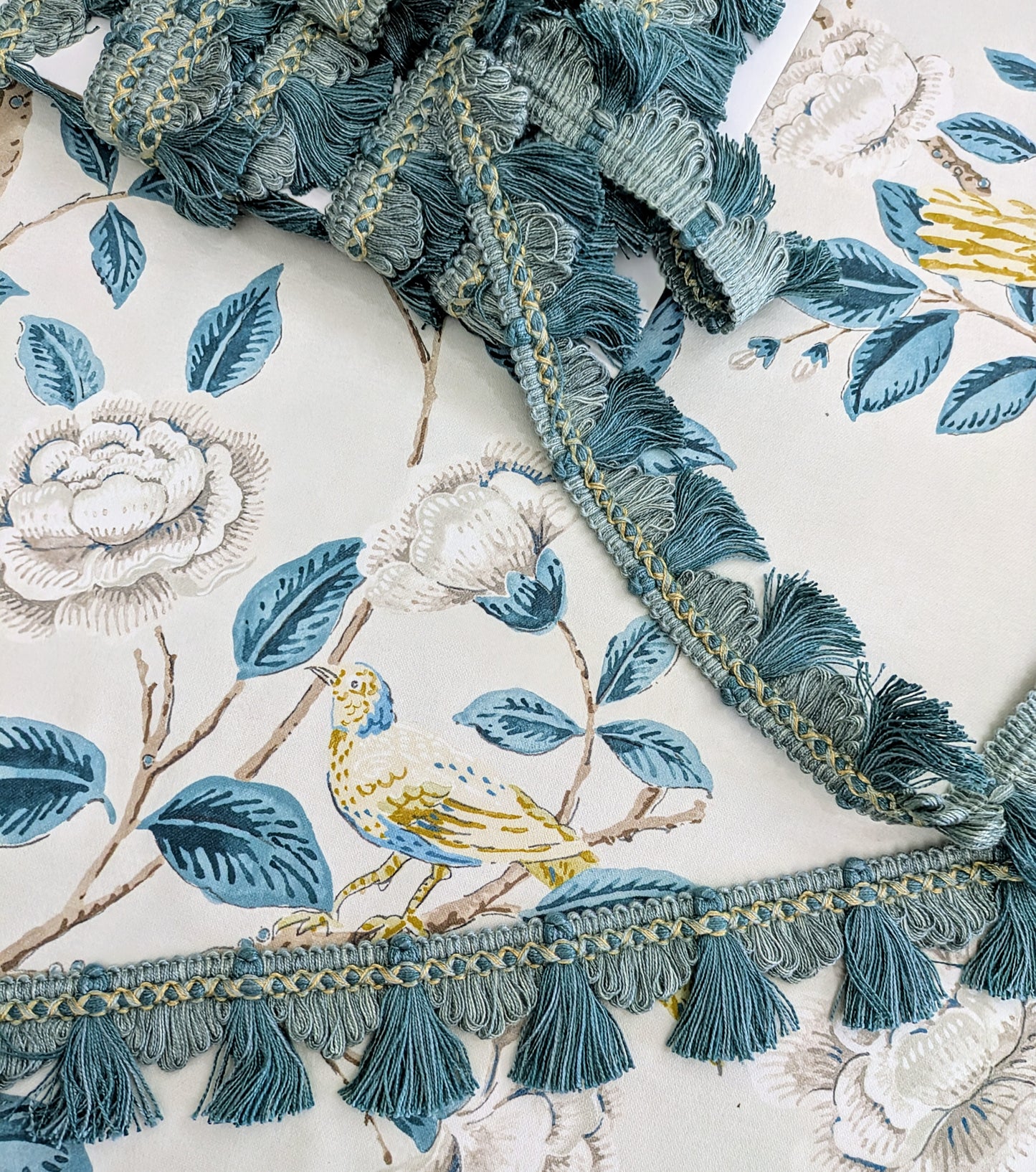 Teal, Two Tone, Fan Edge, Tassel Trimming for Cushions & Furnishings