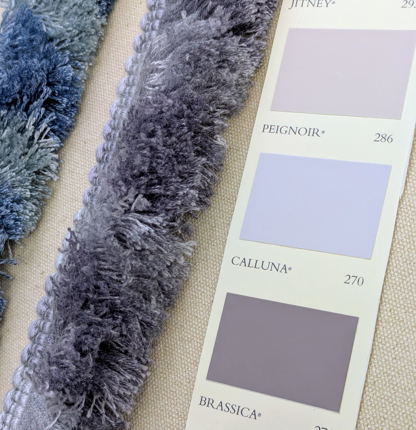 Sky Blue, Lilac & Light Blue, Two Tone Ruche Fringe for Soft Furnishings / Upholstery & Cushions