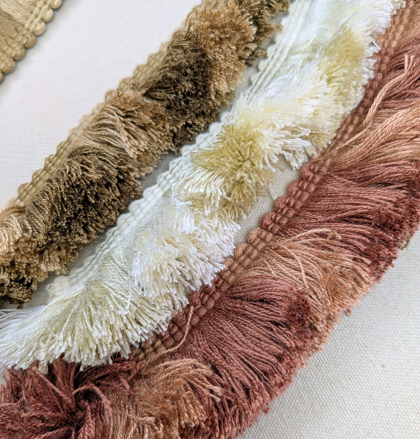 Tan, Copper & Cream, Two Tone Ruche Fringe for Soft Furnishings / Upholstery & Cushions