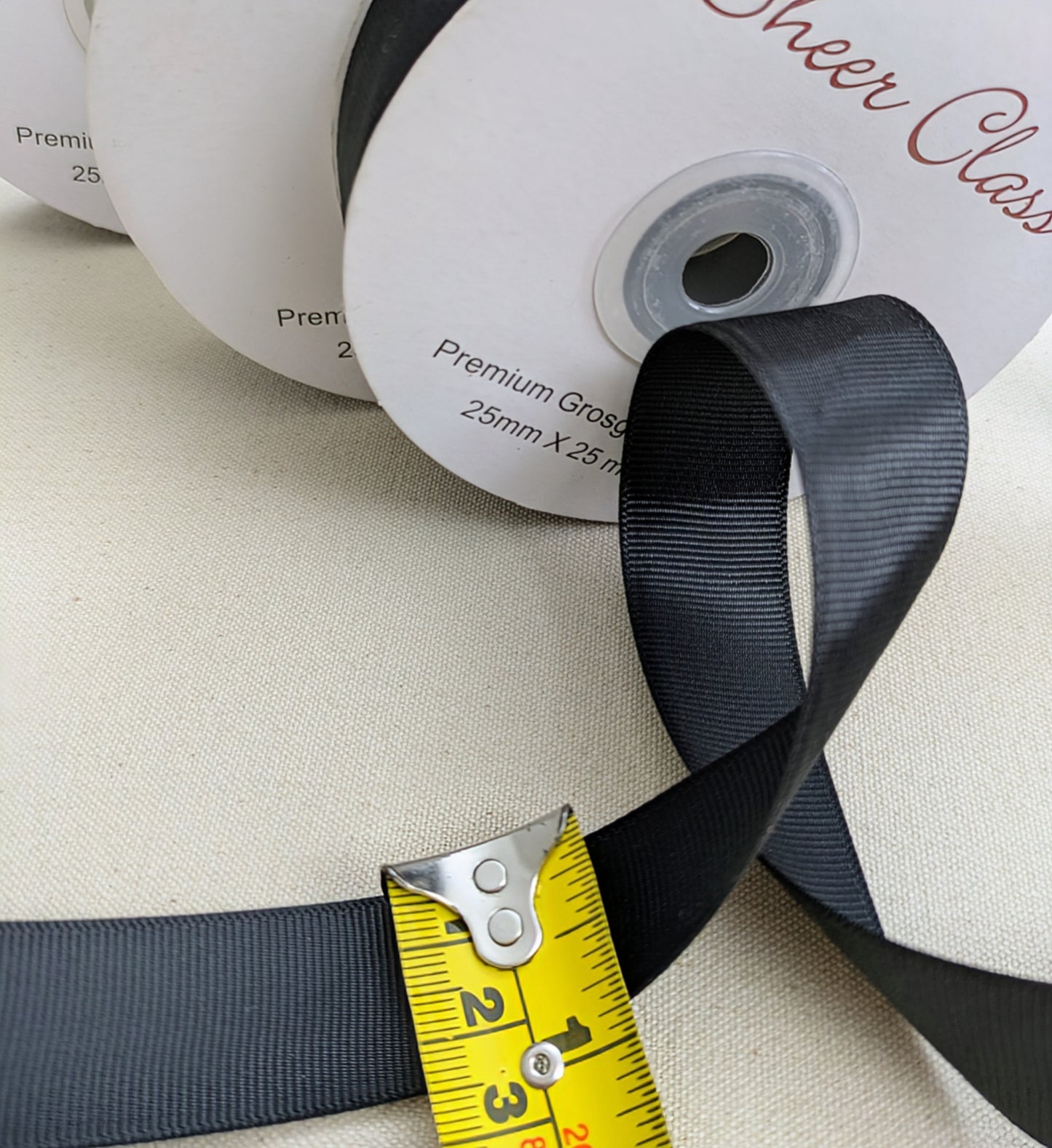 Black Grosgrain Ribbon - 25m Roll