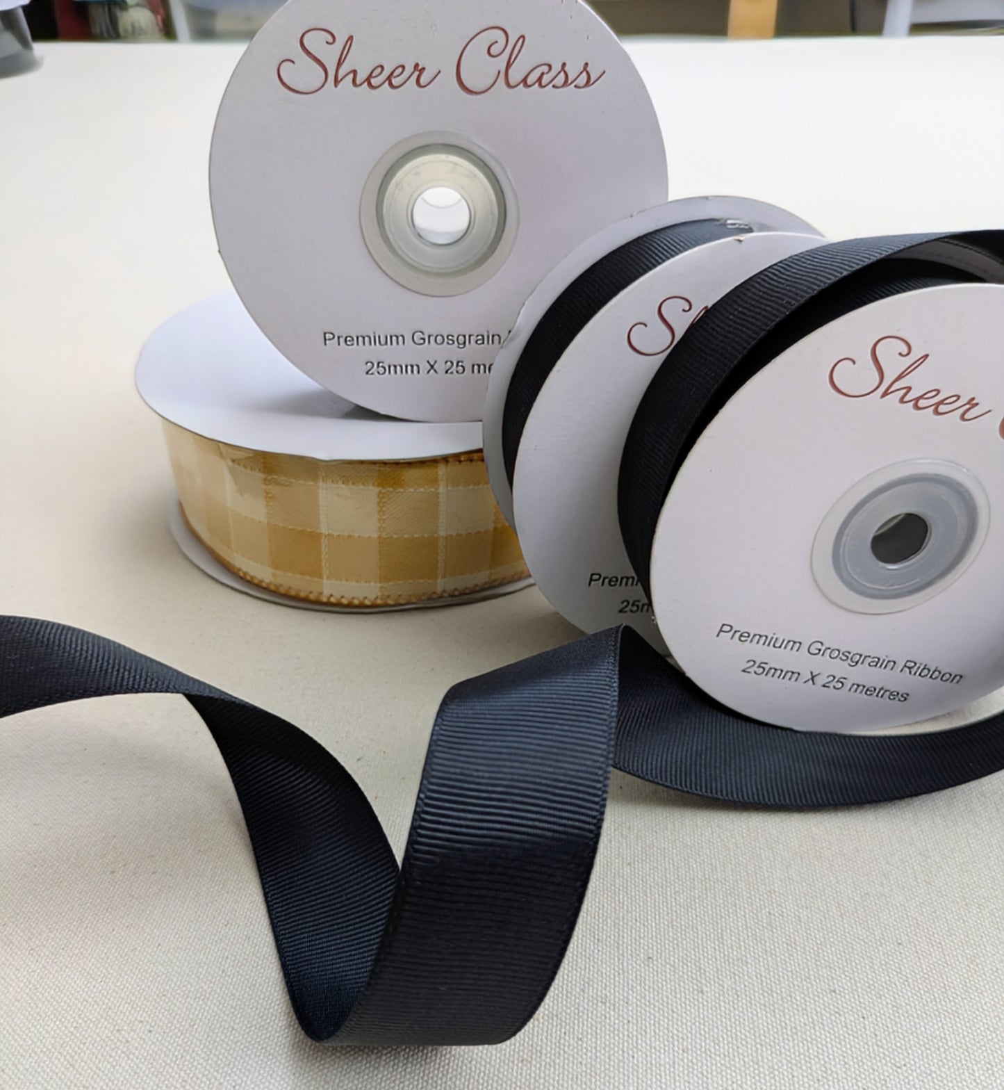 Black Grosgrain Ribbon - 25m Roll