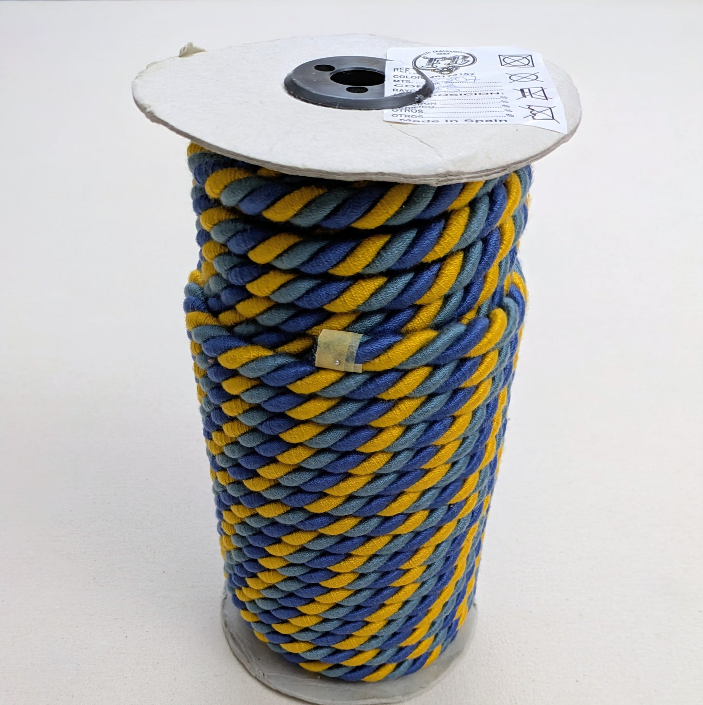 Blue, Teal & Mustard, Twisted Rope Piping / Piping Cord for Soft furnishings & Upholstery - 25m Roll
