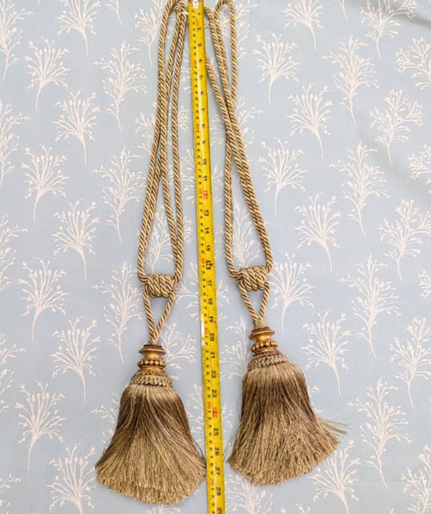 Green & Cream Tiebacks / Curtain Tiebacks / Tassel Tiebacks