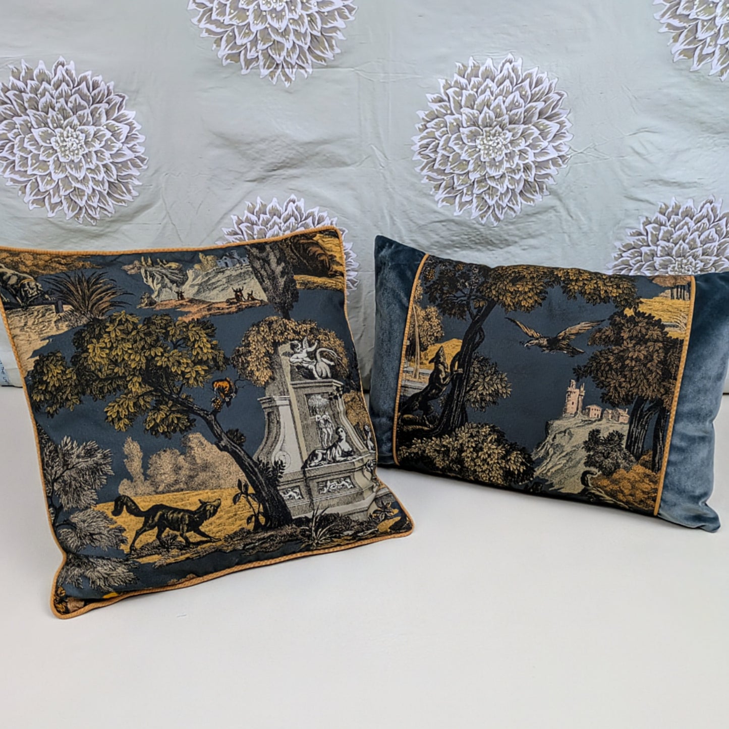 Velvet Cushions in Versailles Grand by Cole & Son