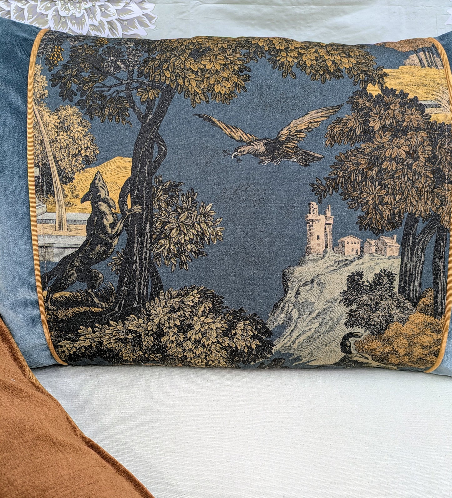 Velvet Cushions in Versailles Grand by Cole & Son